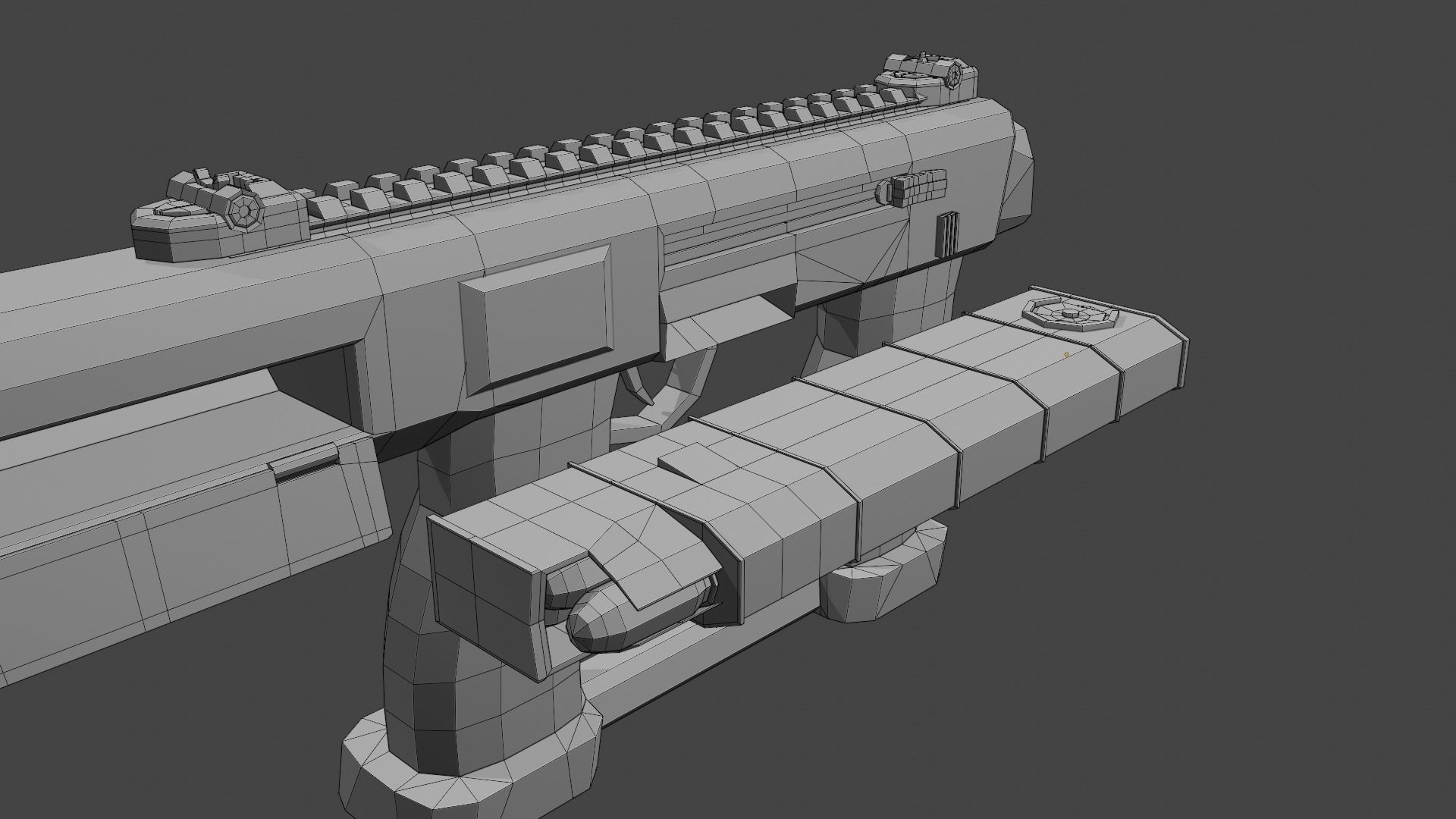 Sci-Fi sub-machine gun model Free low-poly 3D model_7