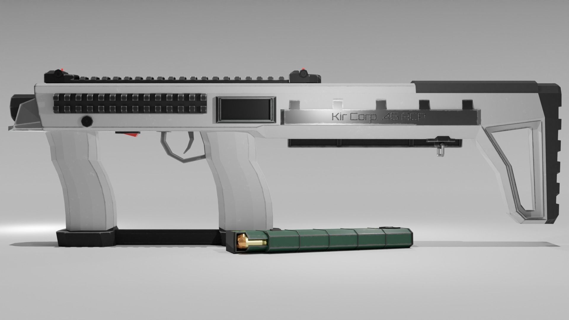 Sci-Fi sub-machine gun model Free low-poly 3D model_3