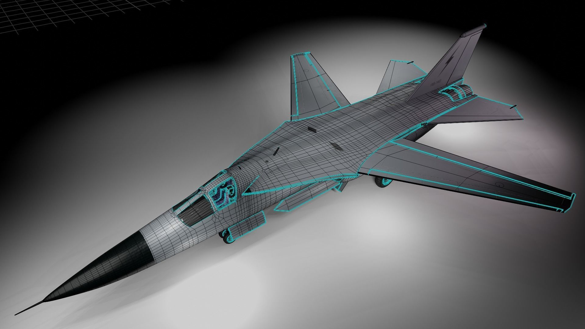 General Dynamics F-111 Aardvark jet  Low-poly 3D model_6
