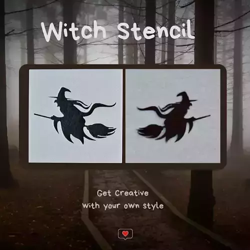 Witch Stencil 3D print model