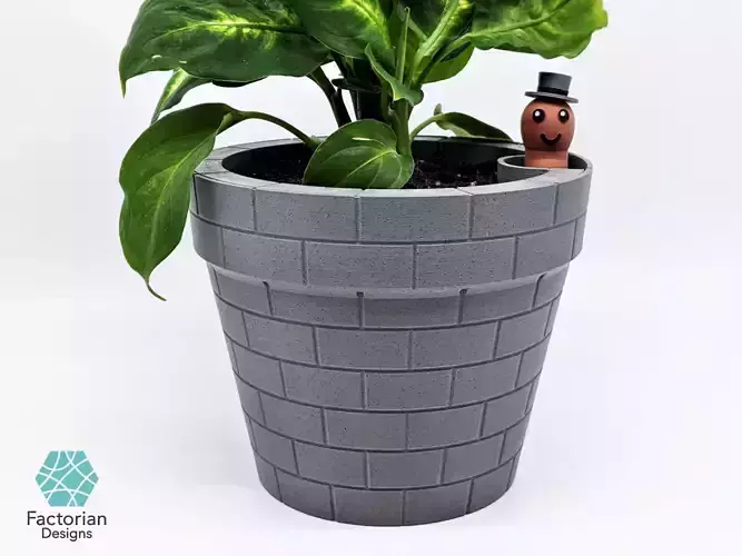 Self-Watering Plant Pot with a Gentleman Earthworm Companion