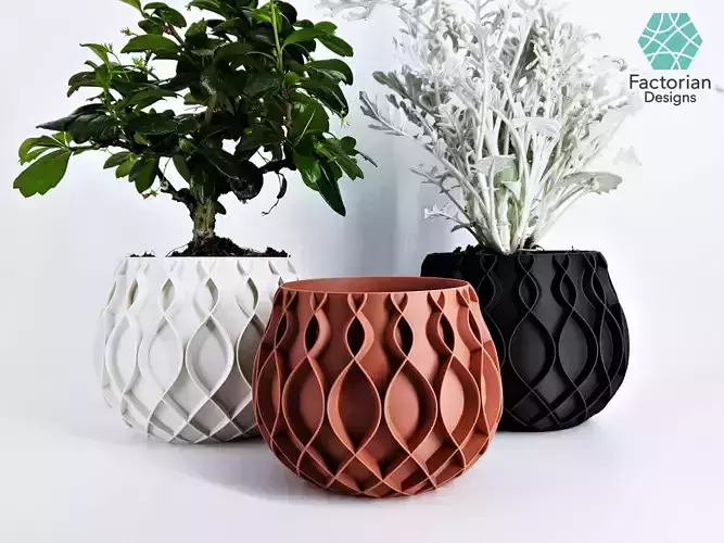 Plant Pot Bellvere   STL to 3D print plus Extra Drain Tray  3D print model