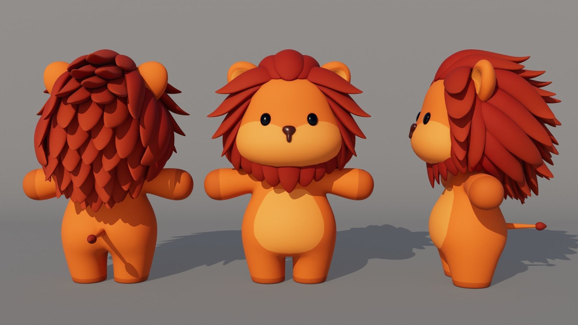 Rigged Cartoon Lion Low-poly 3D model_2