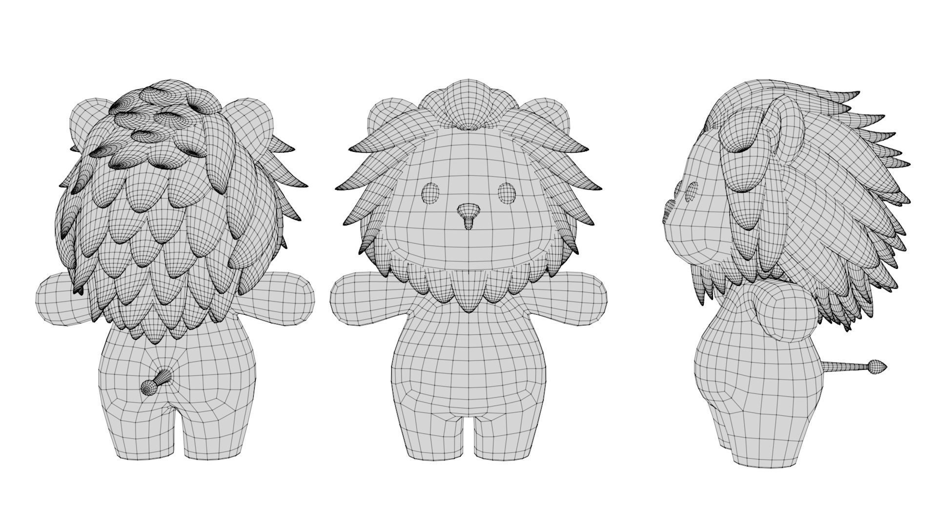 Rigged Cartoon Lion Low-poly 3D model_5