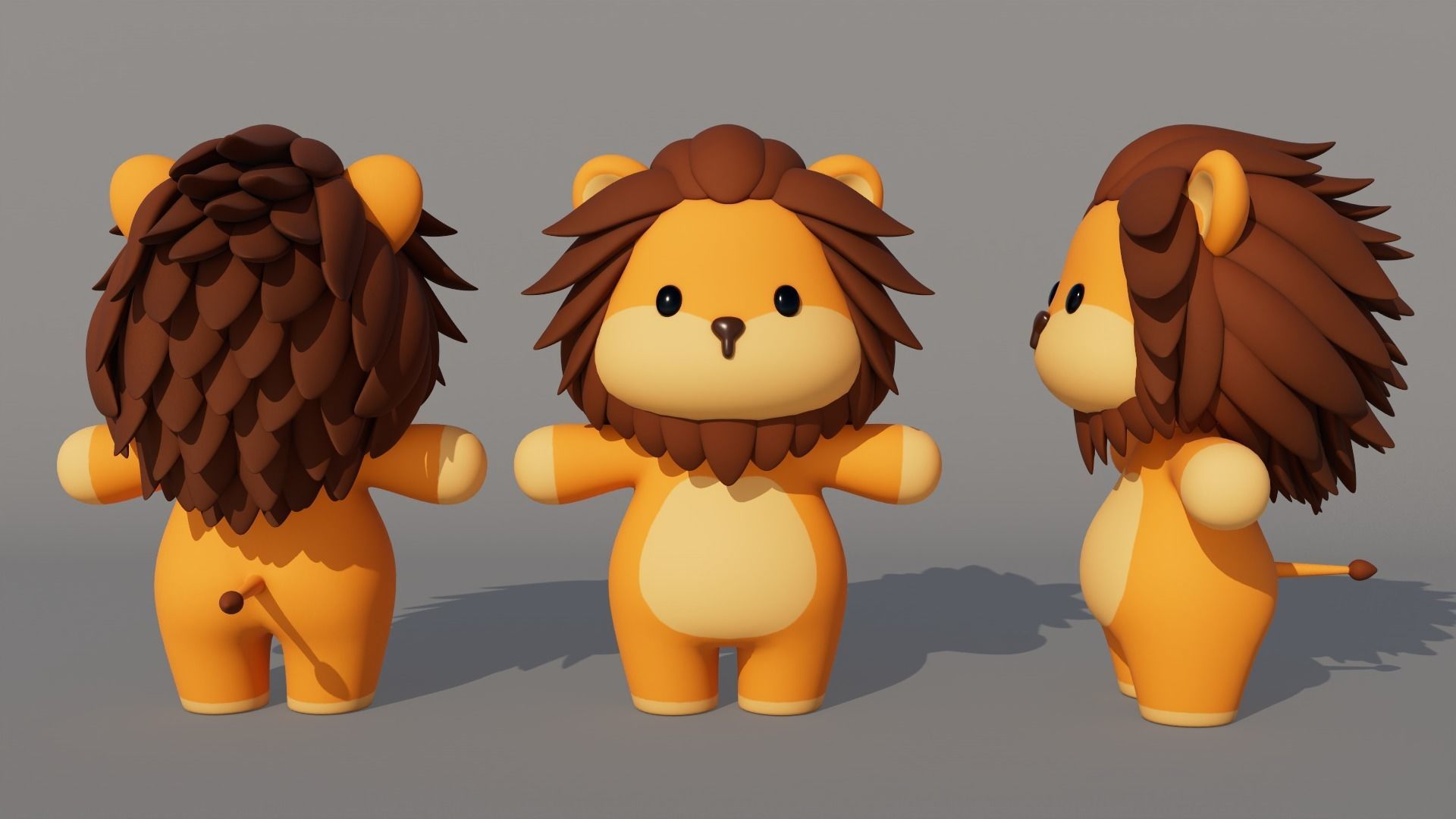 Rigged Cartoon Lion Low-poly 3D model_3
