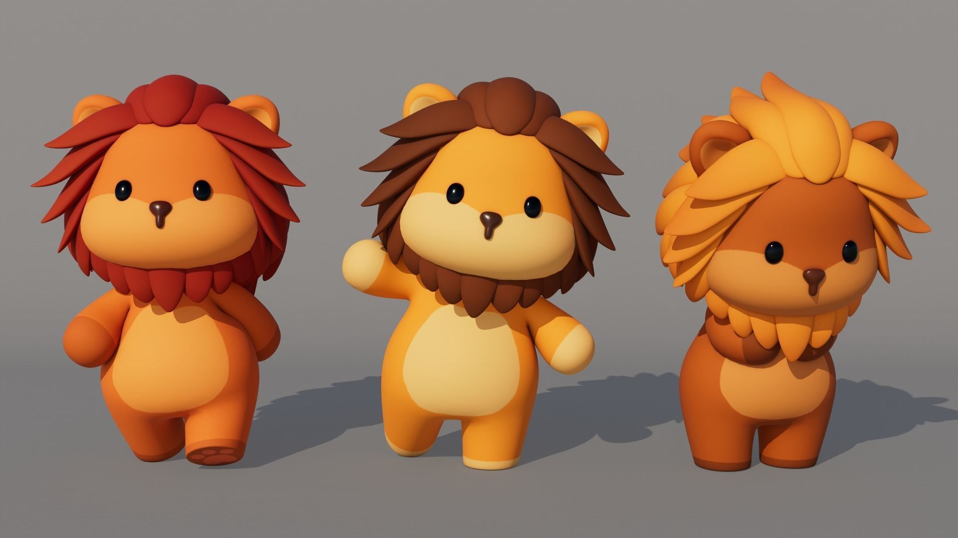 Rigged Cartoon Lion Low-poly 3D model_1