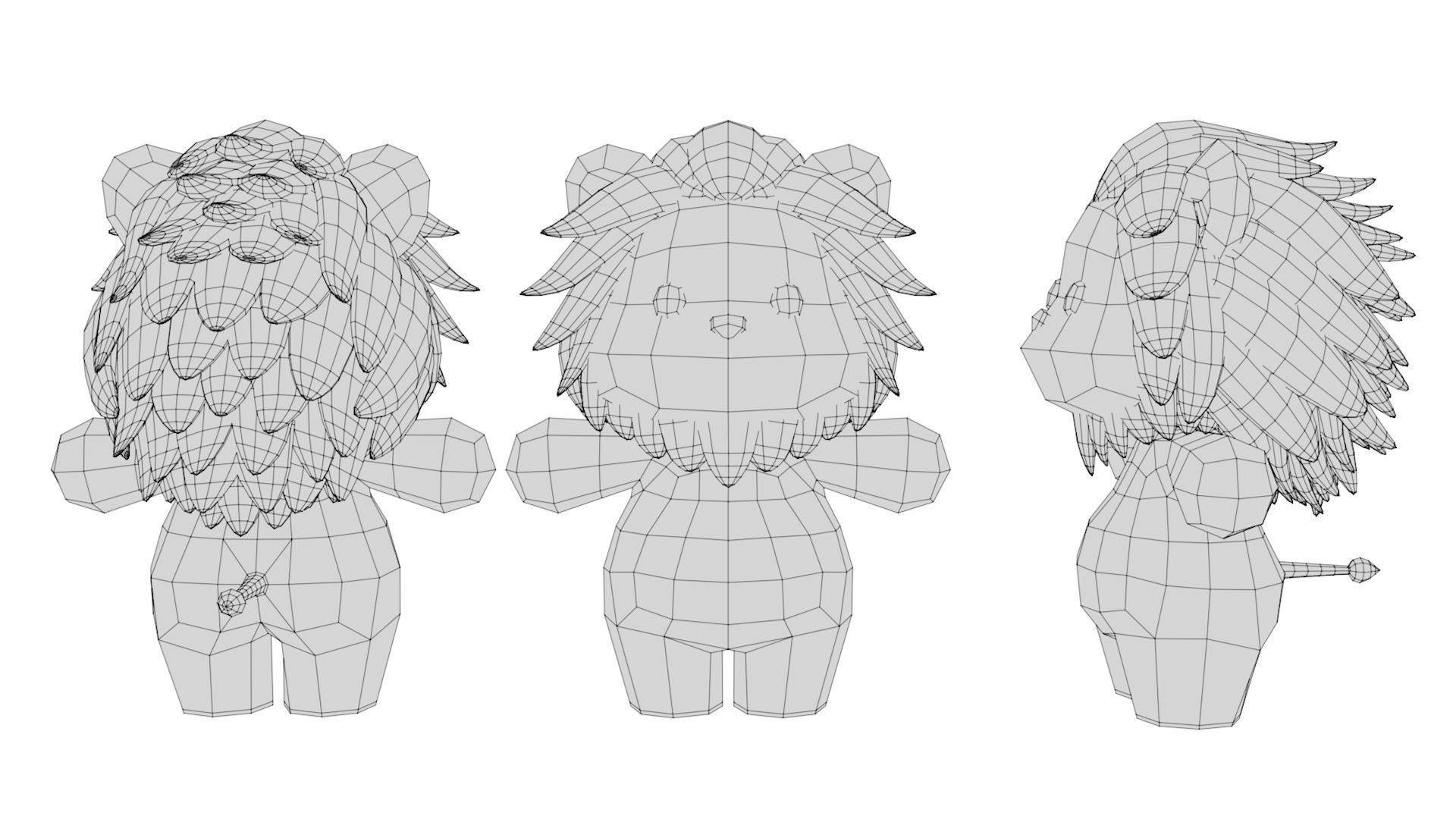 Rigged Cartoon Lion Low-poly 3D model_6