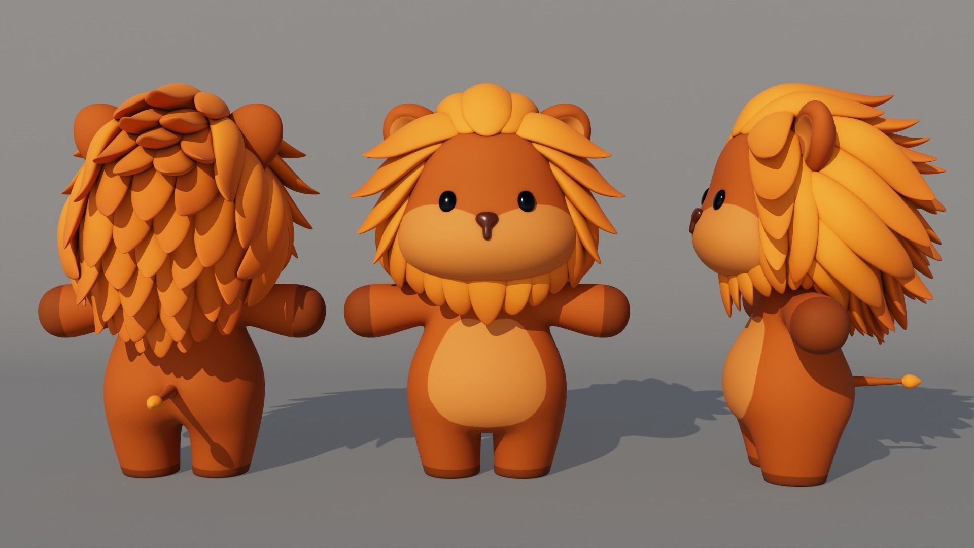 Rigged Cartoon Lion Low-poly 3D model_4