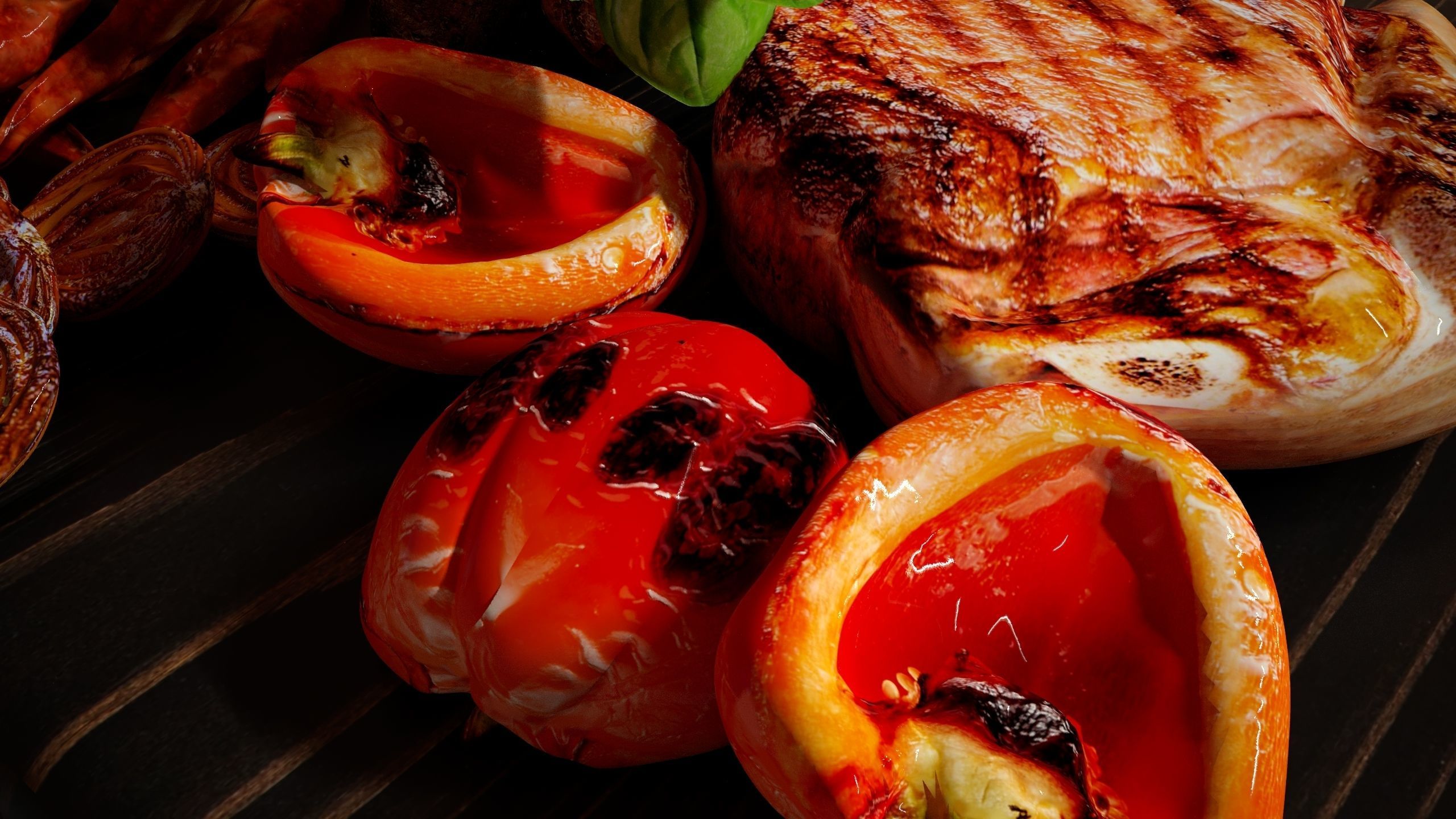 Big set of grilled BBQ food 3D model_2