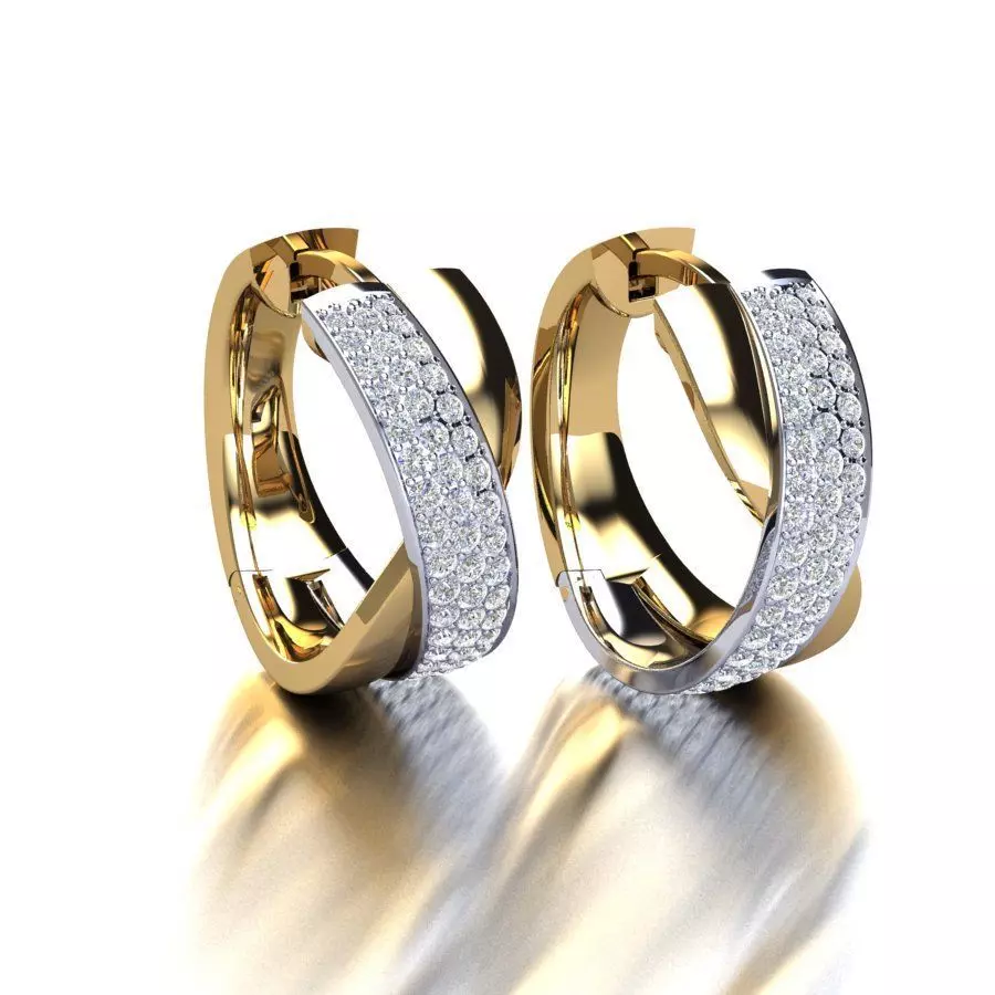 Intertwined yellow and white gold earrings with pave P-02-378 3D print model