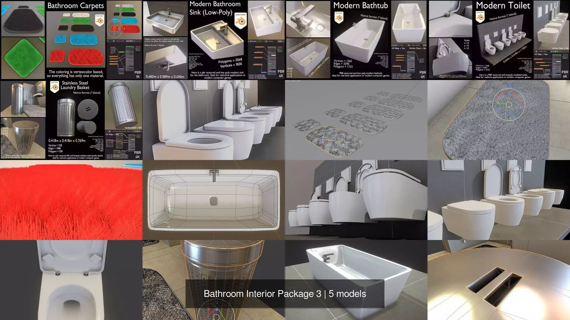 Bathroom Interior Package 3 3D Model Collection_0