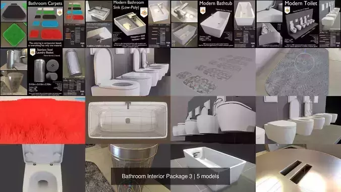 Bathroom Interior Package 3 3D Model Collection Bathroom Interior Package 3 3D Model Collection