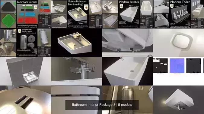 Bathroom Interior Package 3 3D Model Collection