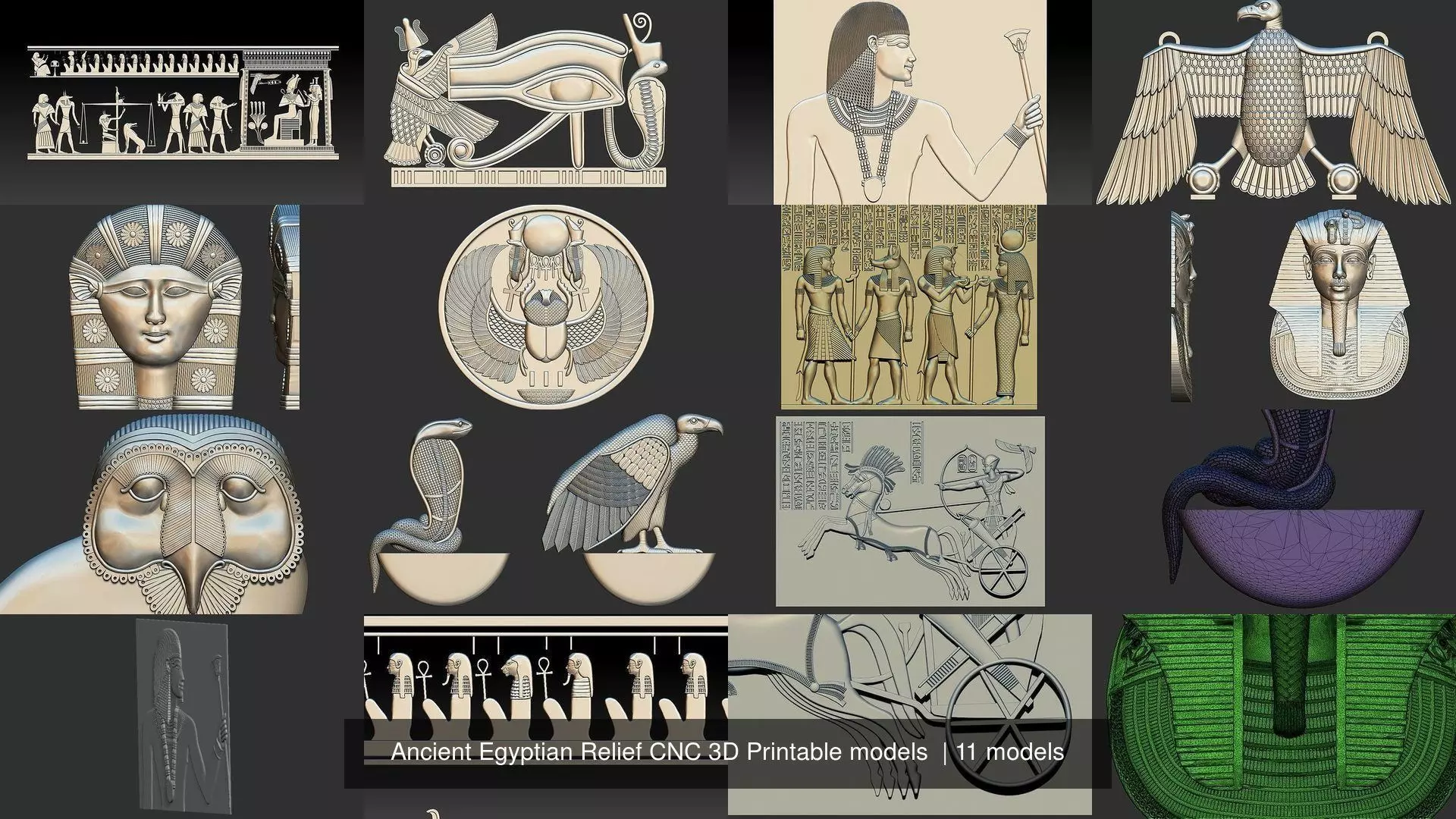 Ancient Egyptian Relief CNC 3D Printable models  3D Model Collection_0