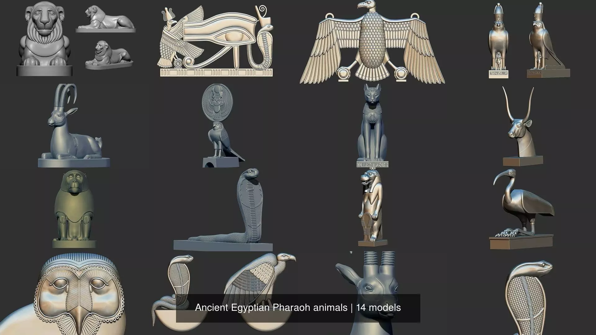 Ancient Egyptian Pharaoh animals 3D Model Collection_0