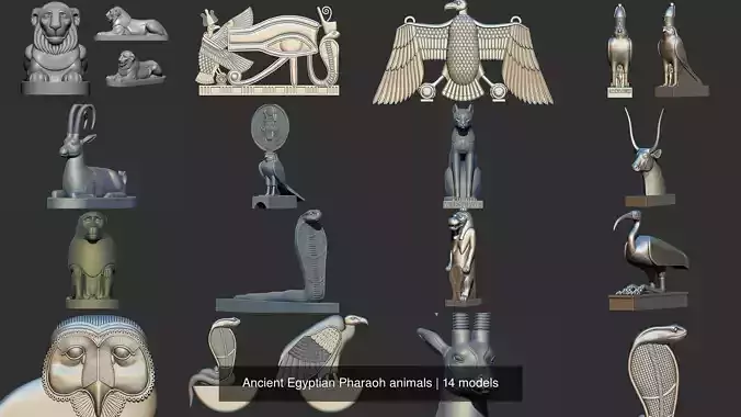 Ancient Egyptian Pharaoh animals 3D Model Collection