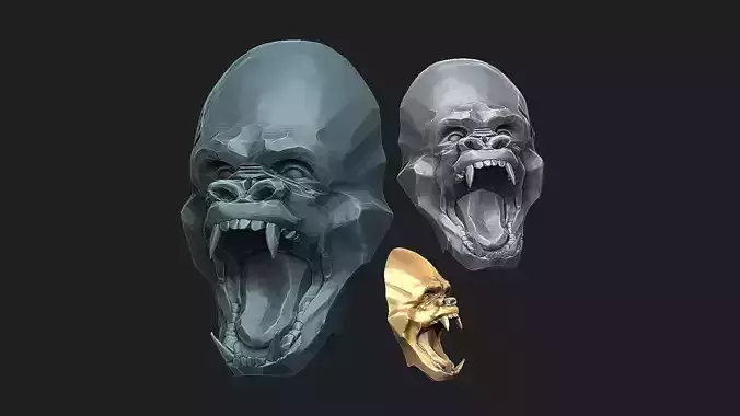 Gorilla head 3D print model