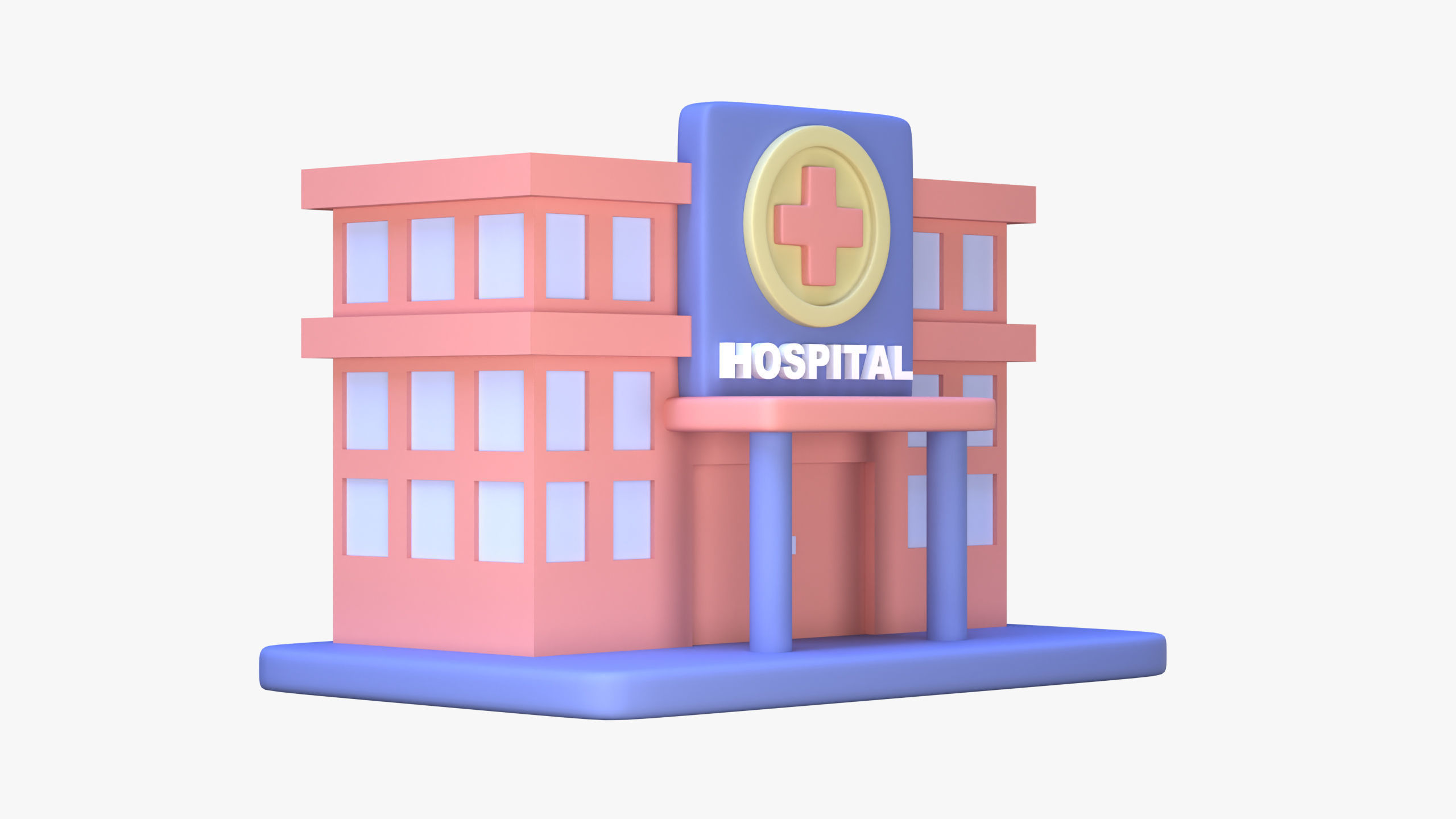 Hospital Building 3D Icon 3D model_2