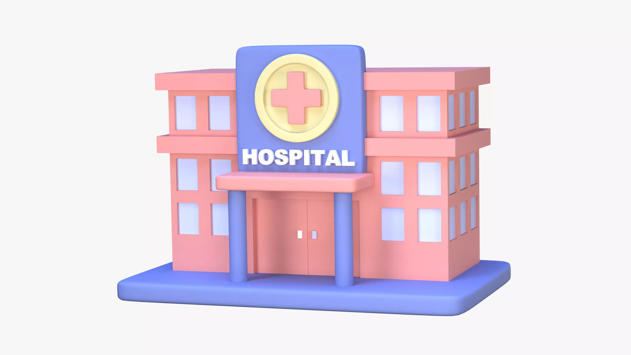 Hospital Building 3D Icon 3D model_0
