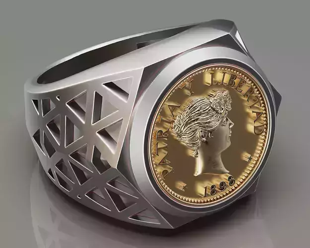 Anniversary of Souvenir Peso Coin Ring printable 3d model