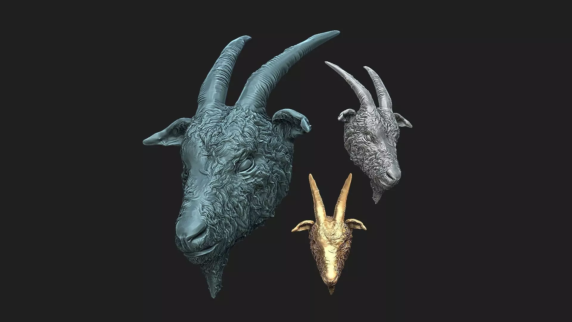 Goat head 3D print model_0