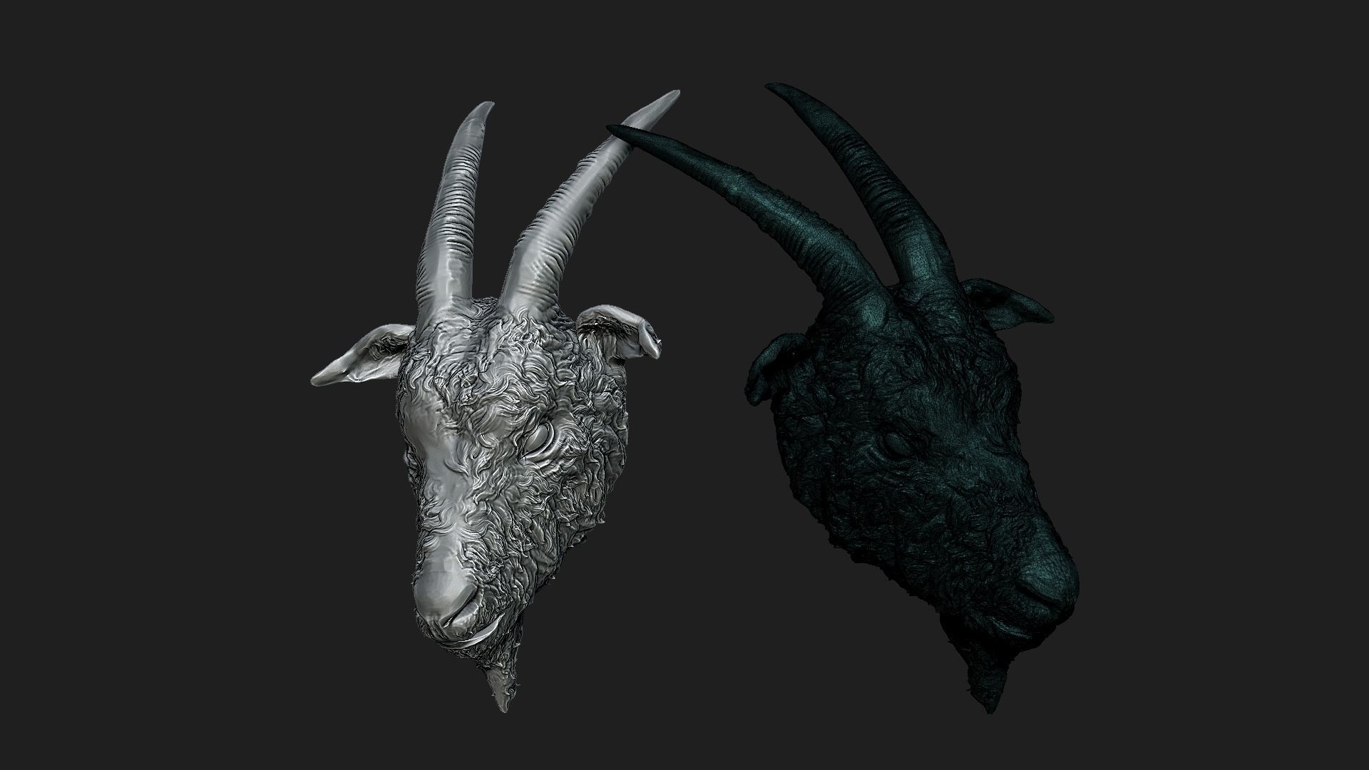 Goat head 3D print model_4