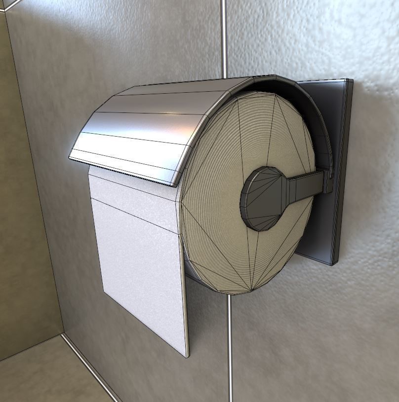 Toilet Paper Holder Low-poly 3D model_3