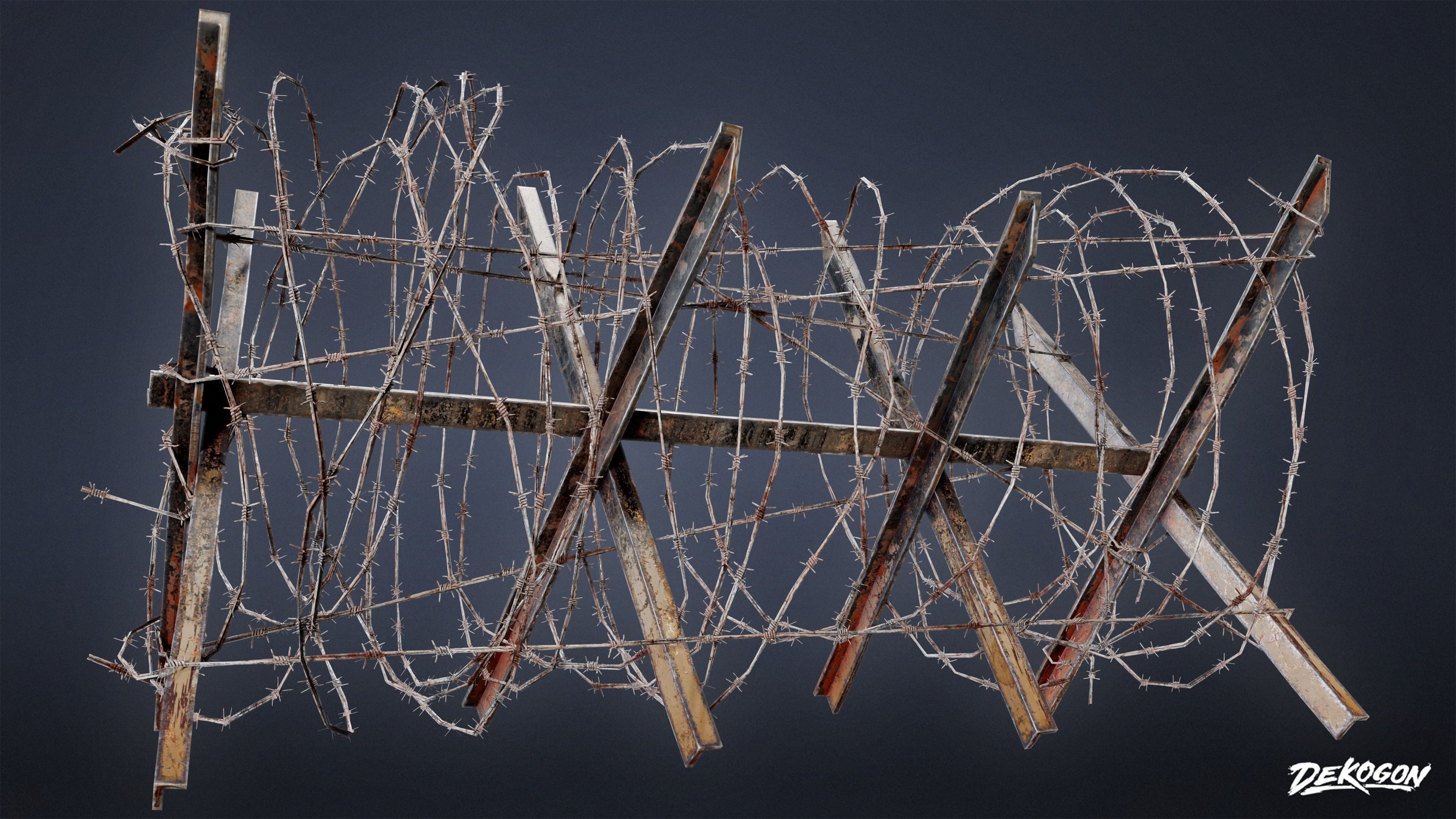 MILITARY - Barbed Wire Stop 02 - LOW POLY Low-poly 3D model_2