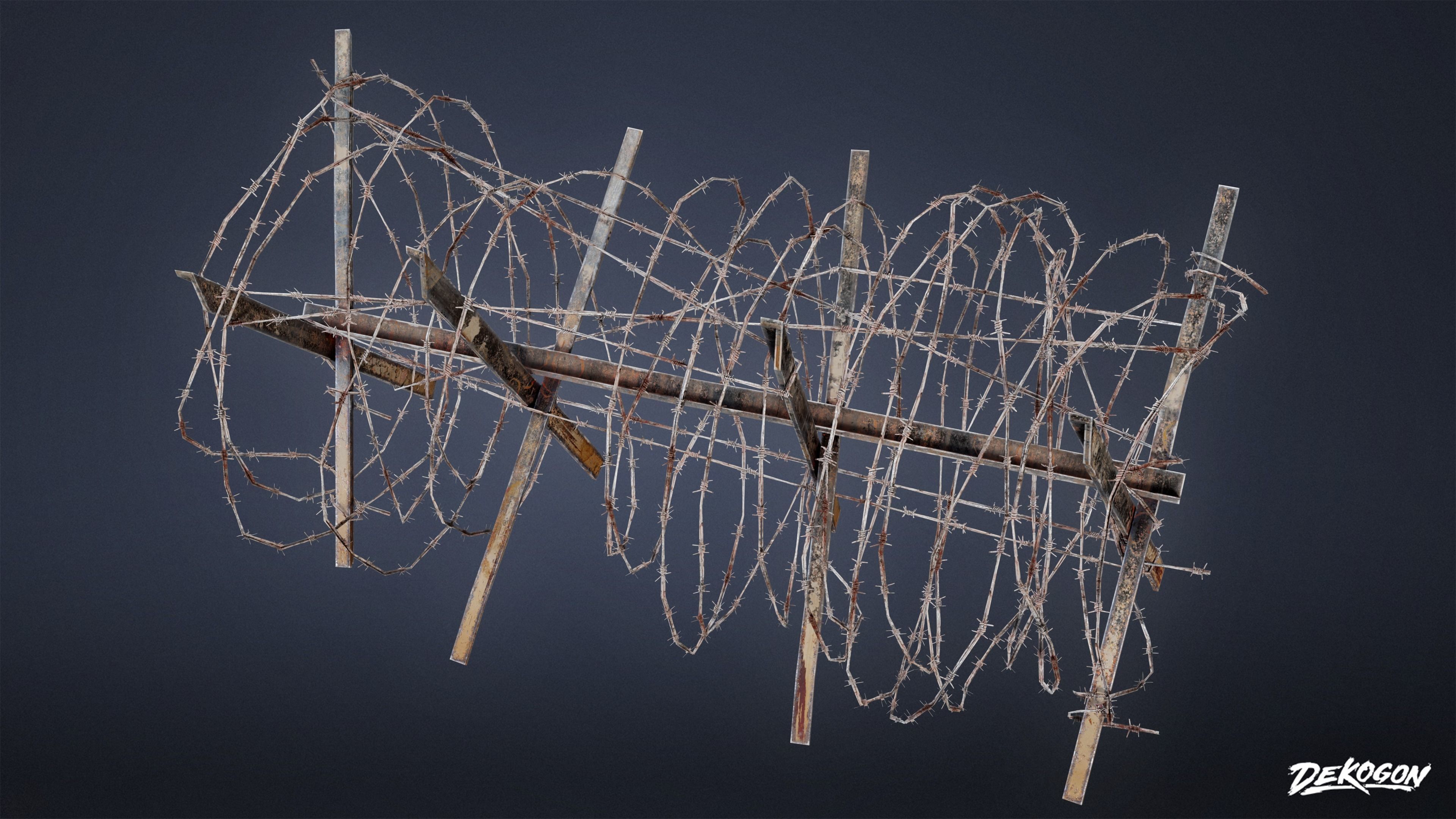 MILITARY - Barbed Wire Stop 02 - LOW POLY Low-poly 3D model_4