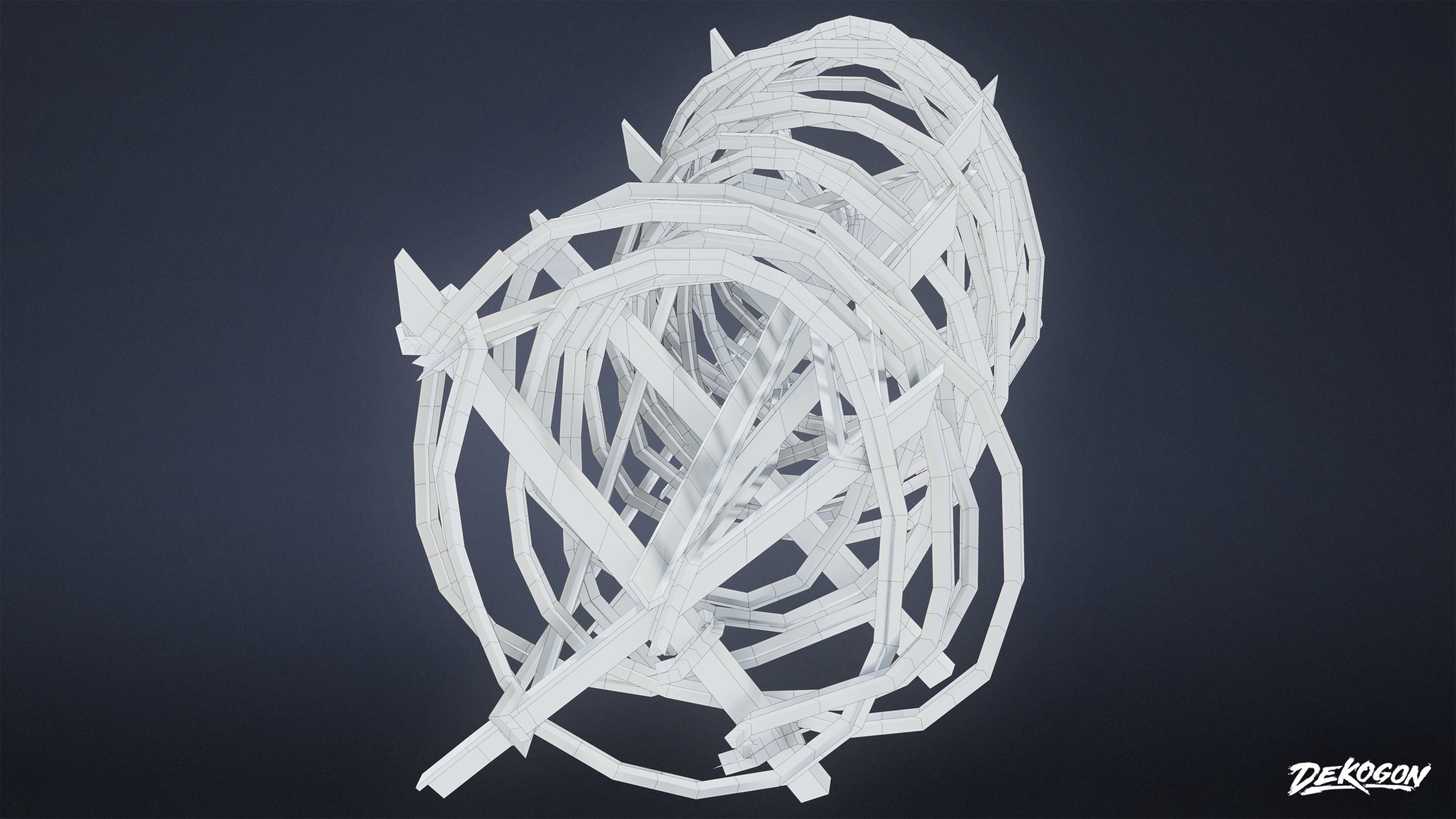 MILITARY - Barbed Wire Stop 02 - LOW POLY Low-poly 3D model_7