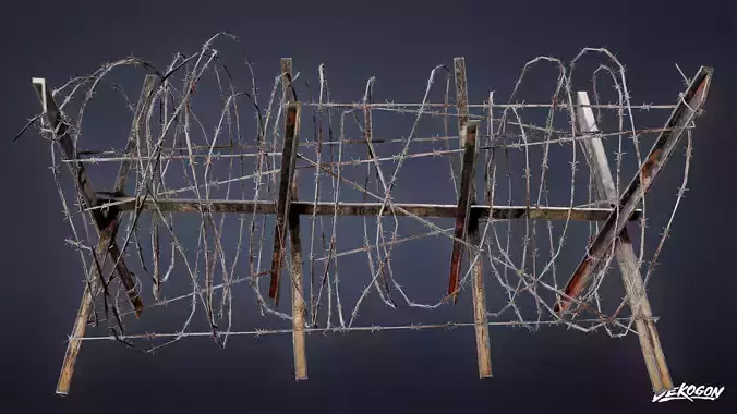 MILITARY - Barbed Wire Stop 02 - LOW POLY