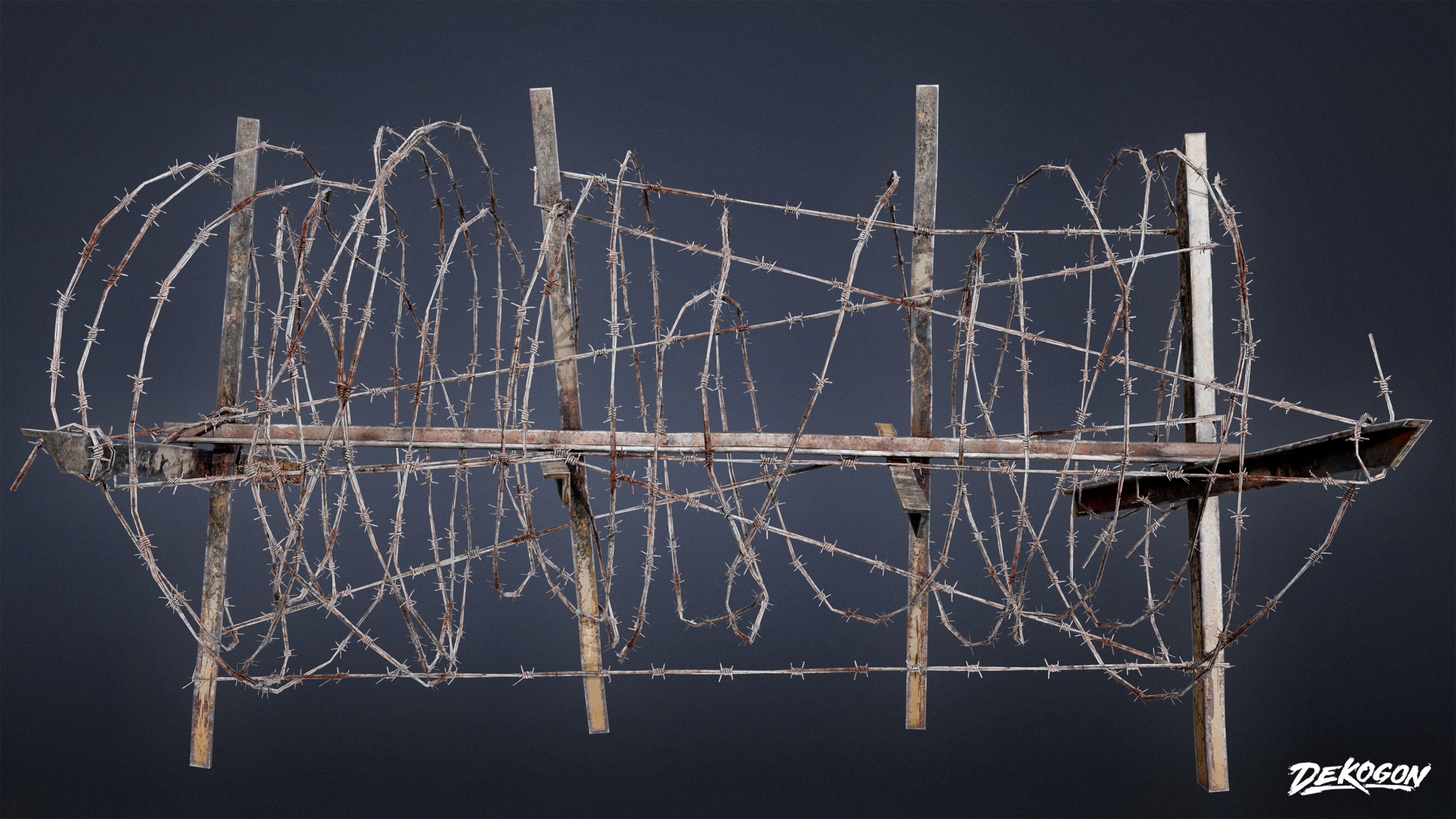 MILITARY - Barbed Wire Stop 02 - LOW POLY Low-poly 3D model_1
