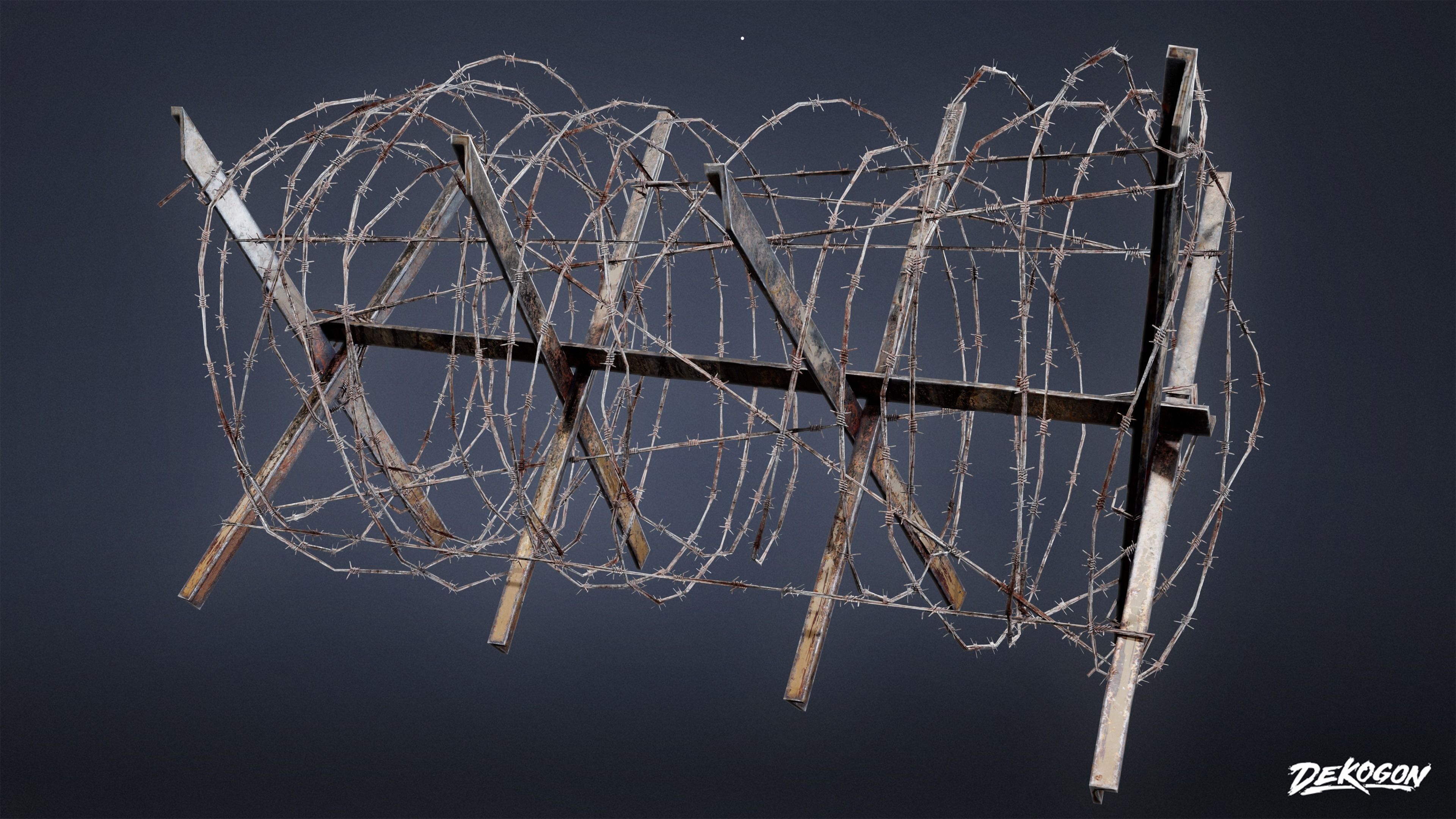 MILITARY - Barbed Wire Stop 02 - LOW POLY Low-poly 3D model_8