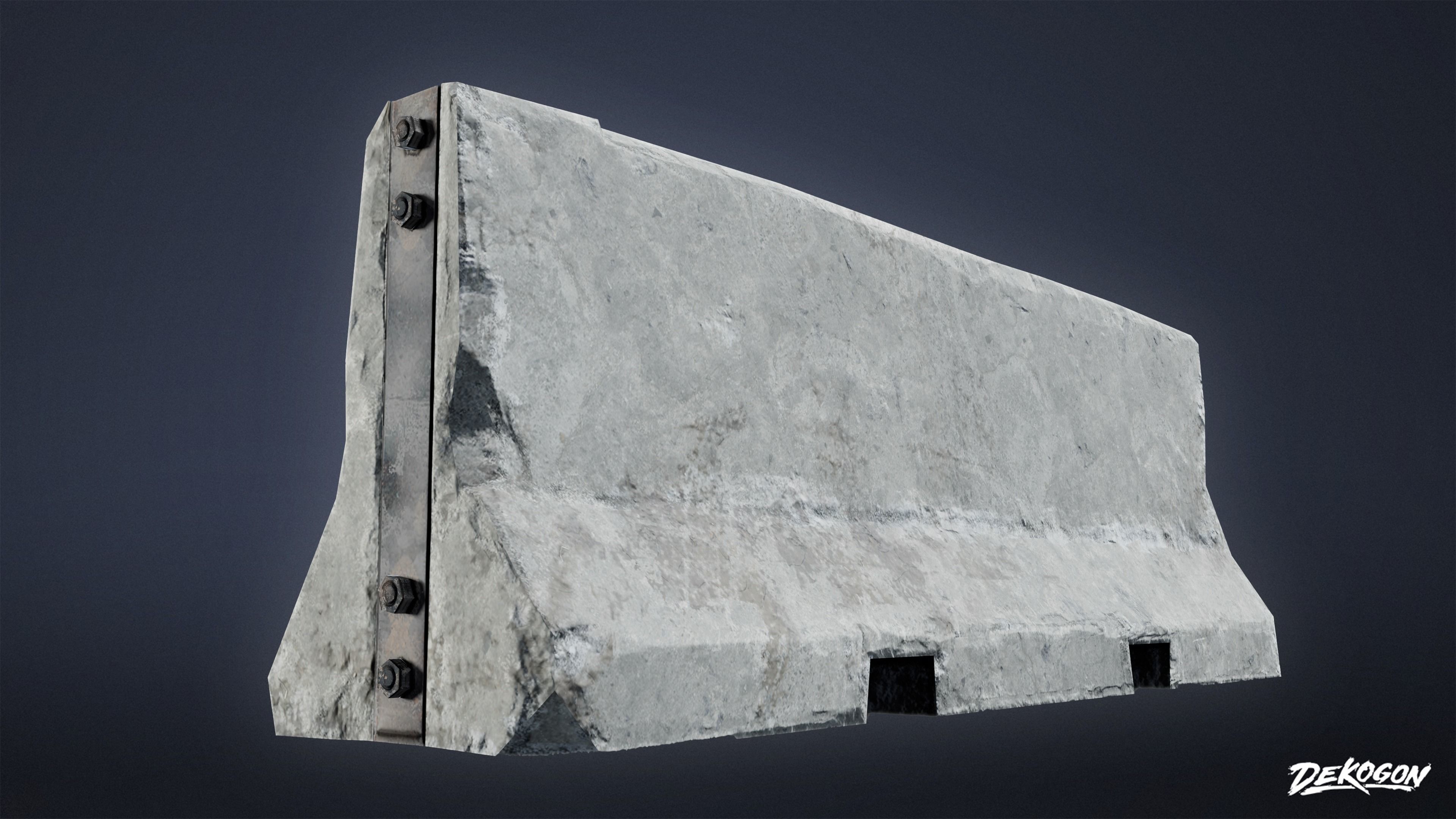 MILITARY - Barrier Concrete 01 - LOW POLY Low-poly 3D model_7