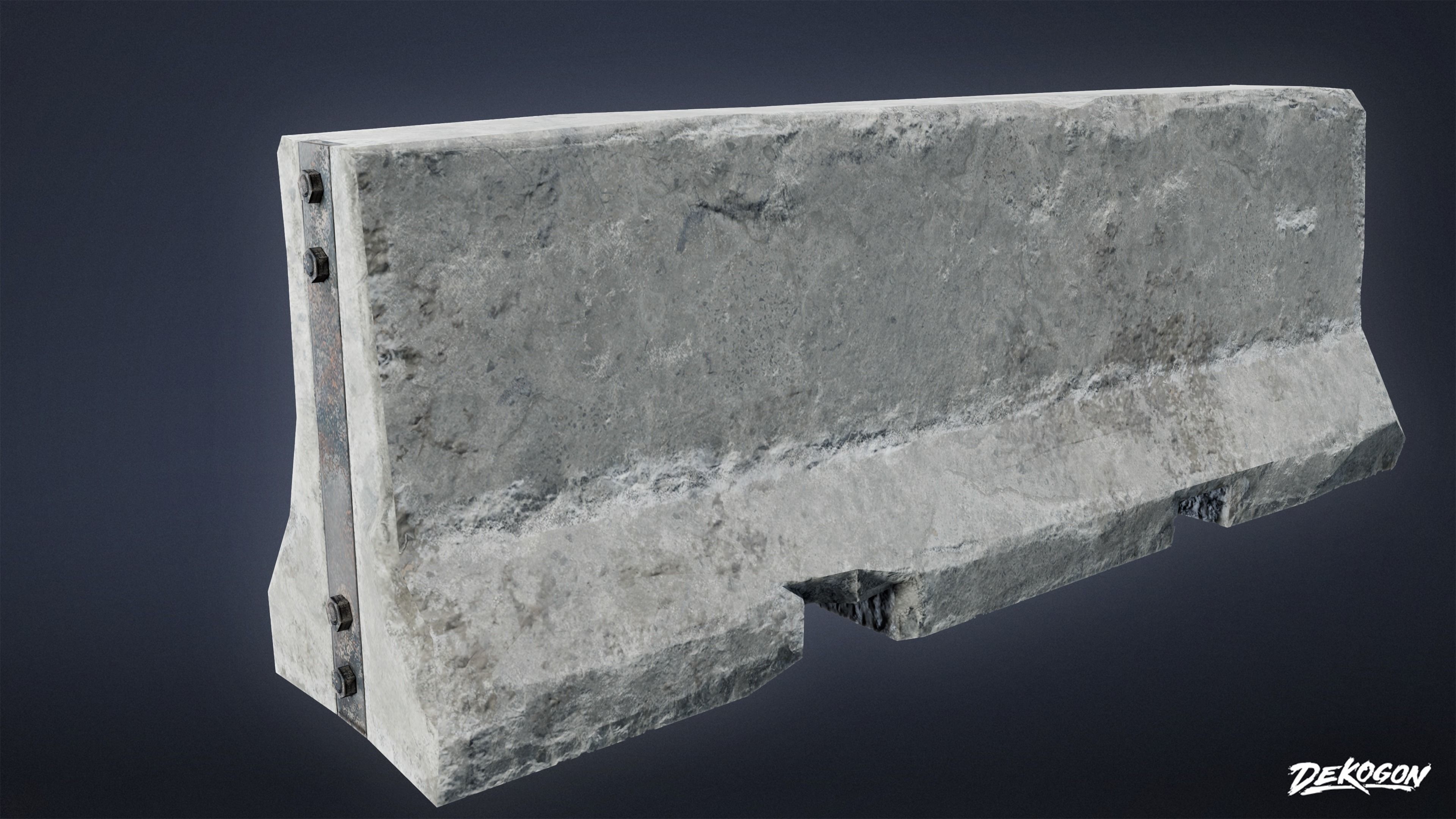 MILITARY - Barrier Concrete 01 - LOW POLY Low-poly 3D model_3