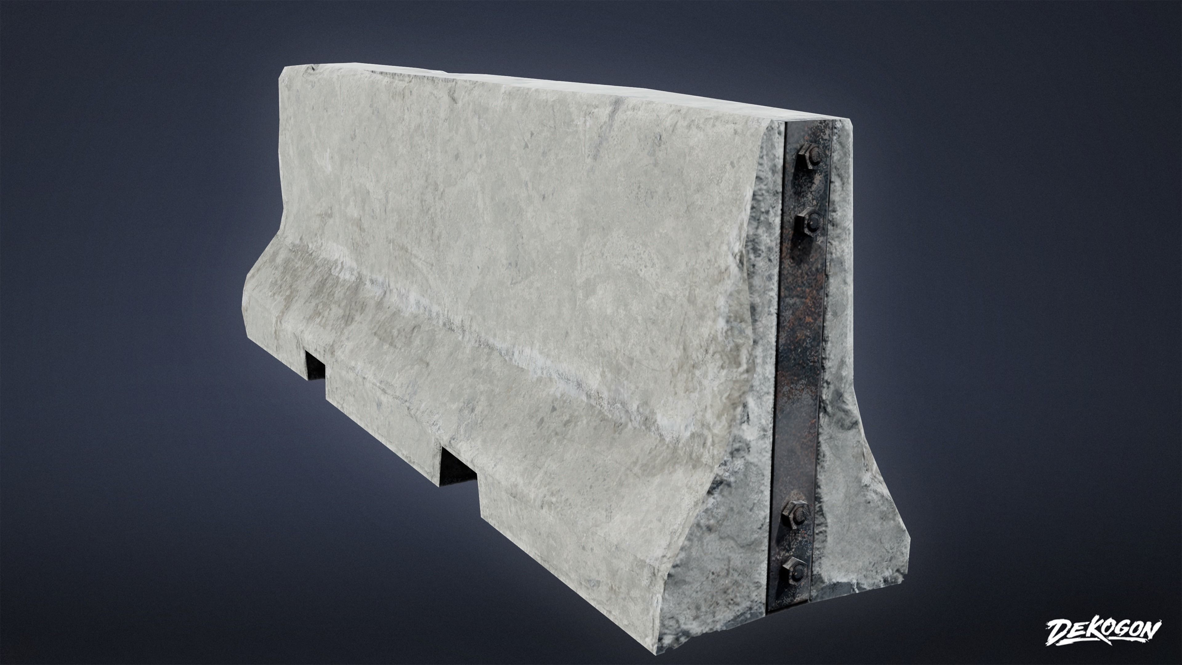 MILITARY - Barrier Concrete 01 - LOW POLY Low-poly 3D model_2