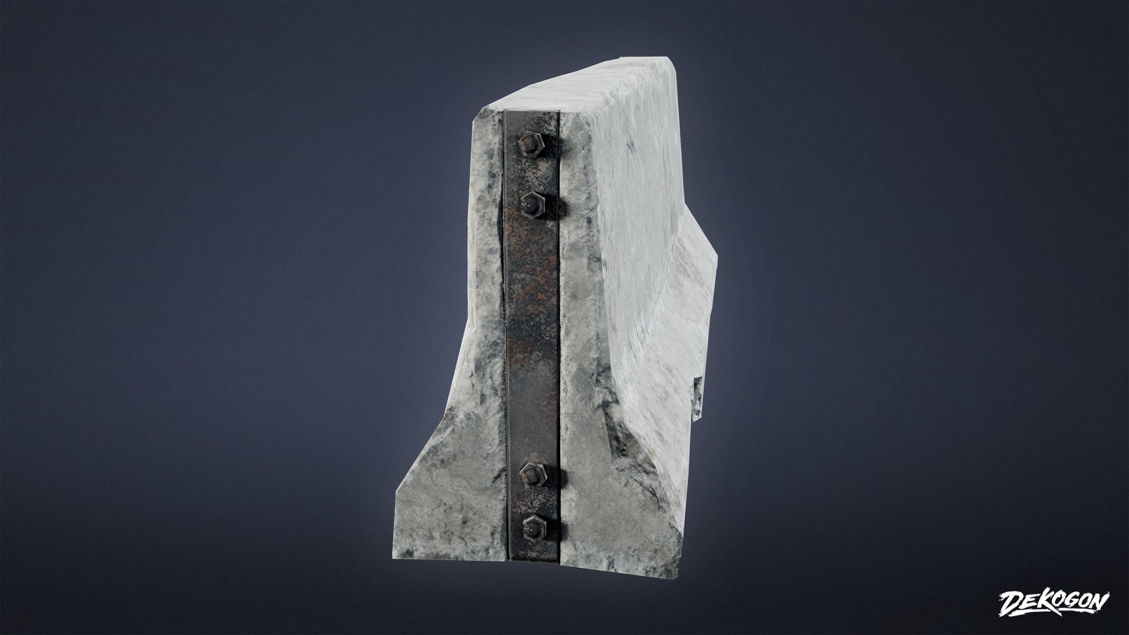 MILITARY - Barrier Concrete 01 - LOW POLY Low-poly 3D model_5