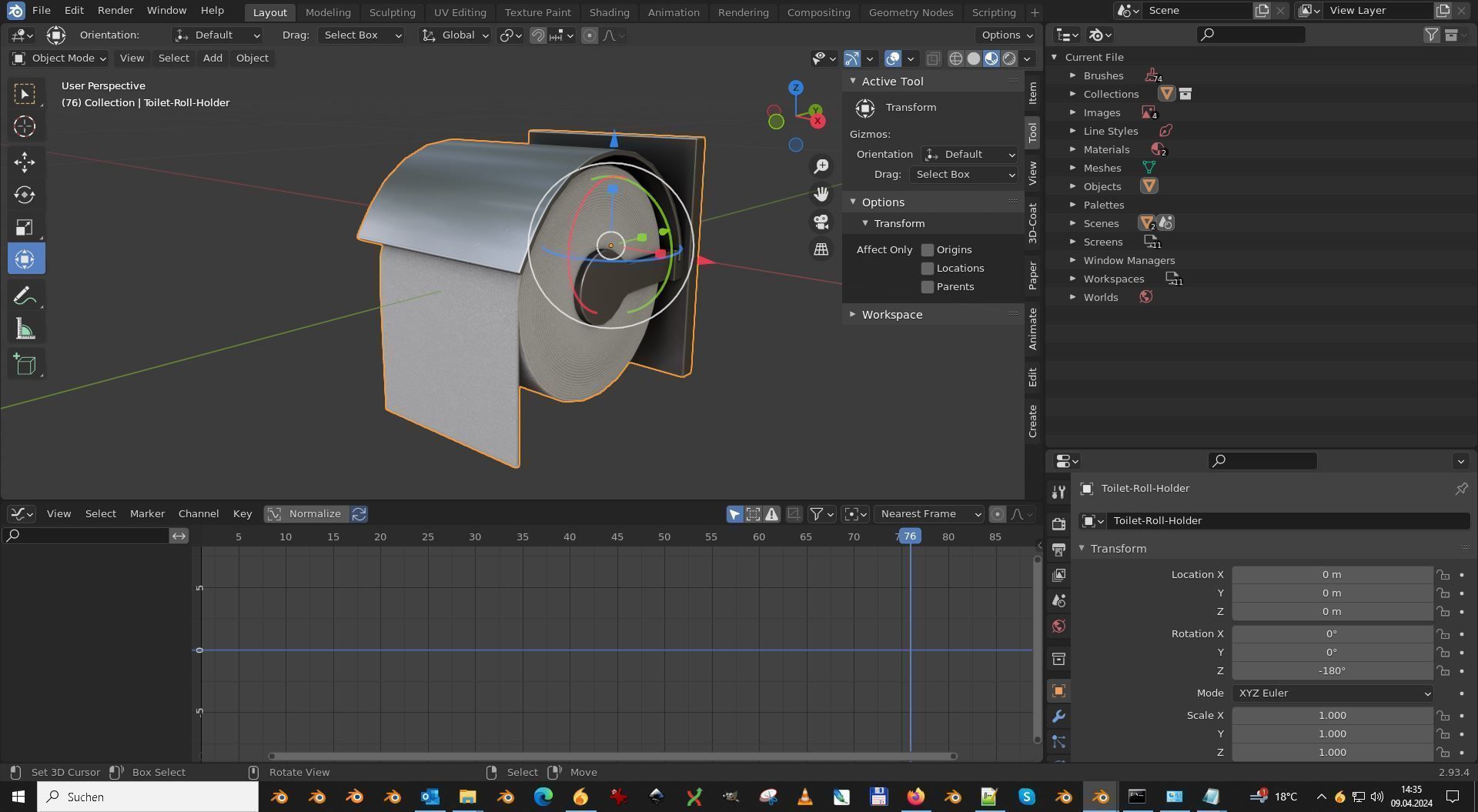 Modern Toilet and Toilet Paper Holder 3D Model Collection_16