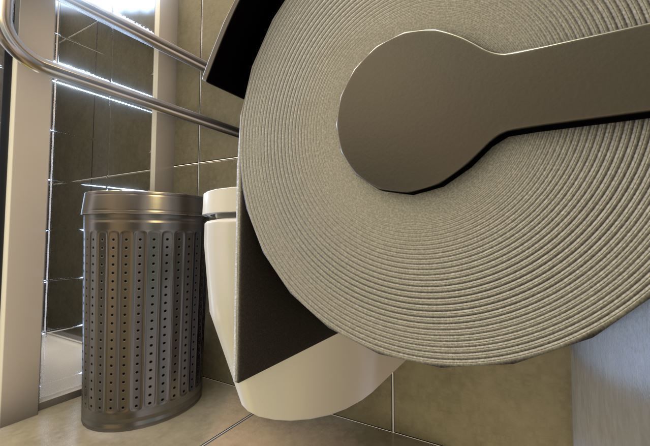 Modern Toilet and Toilet Paper Holder 3D Model Collection_7