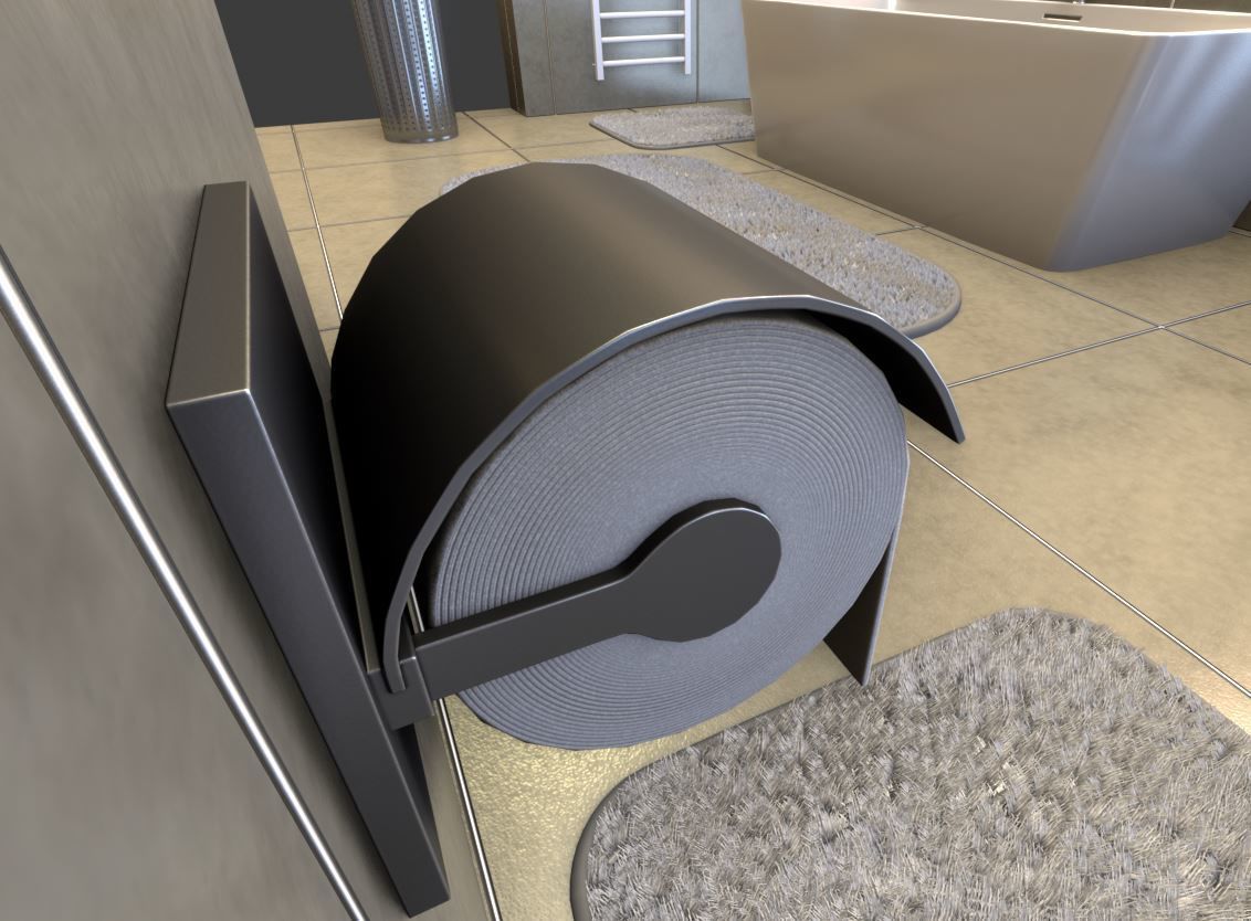 Modern Toilet and Toilet Paper Holder 3D Model Collection_5