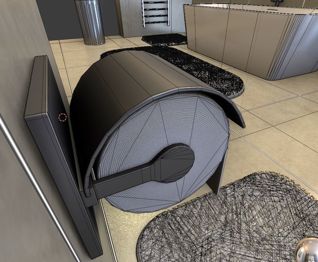 Modern Toilet and Toilet Paper Holder 3D Model Collection_15