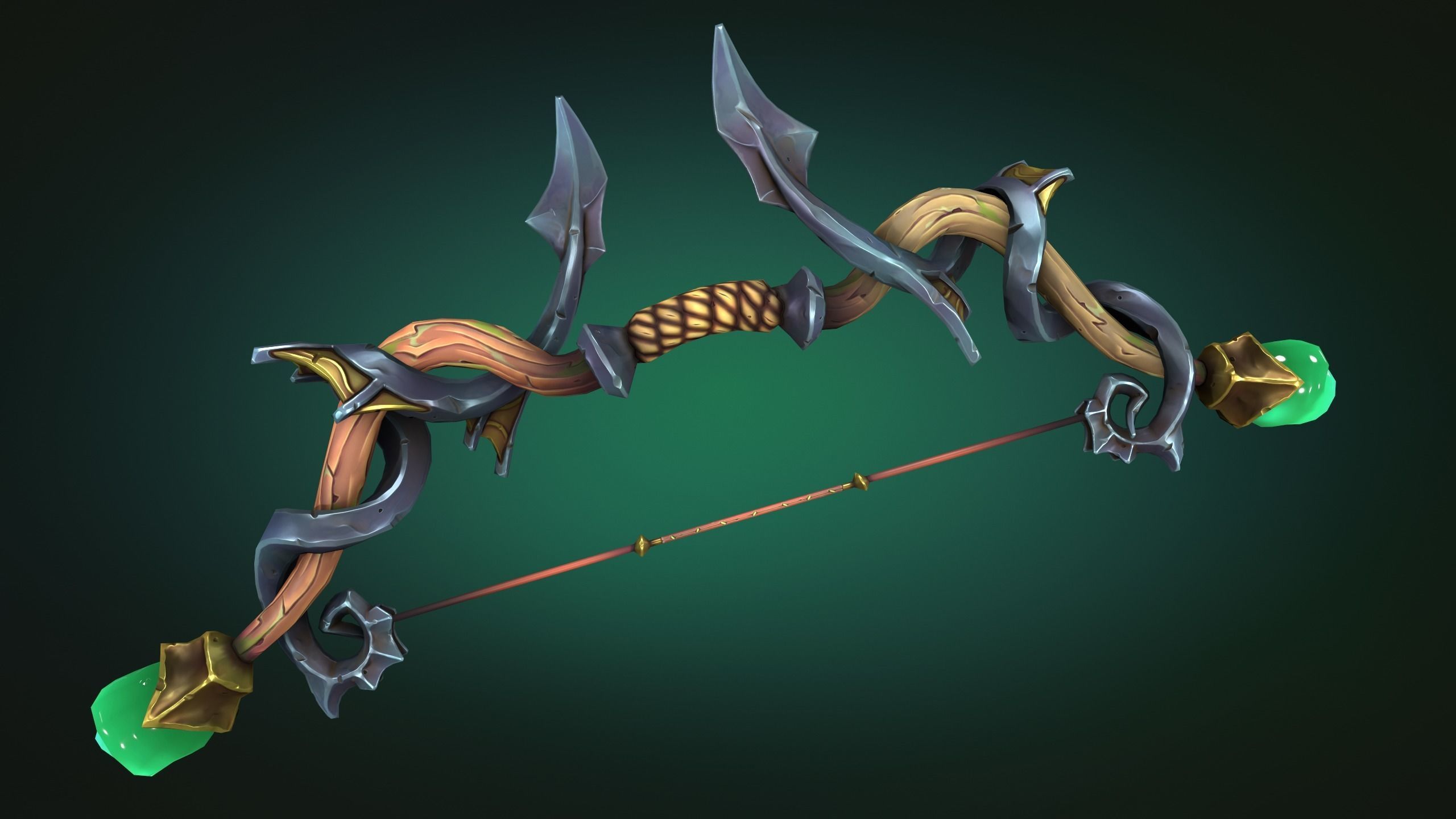Coastal bow and quiver Low-poly 3D model_10