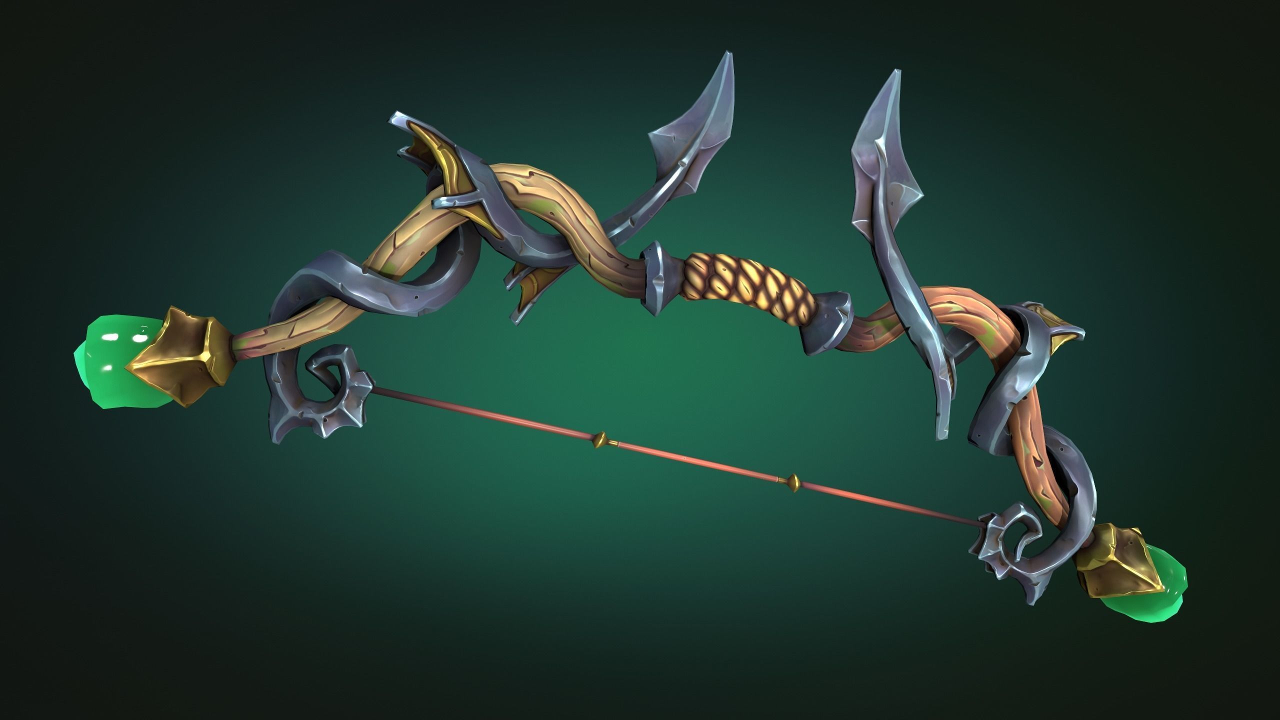 Coastal bow and quiver Low-poly 3D model_11