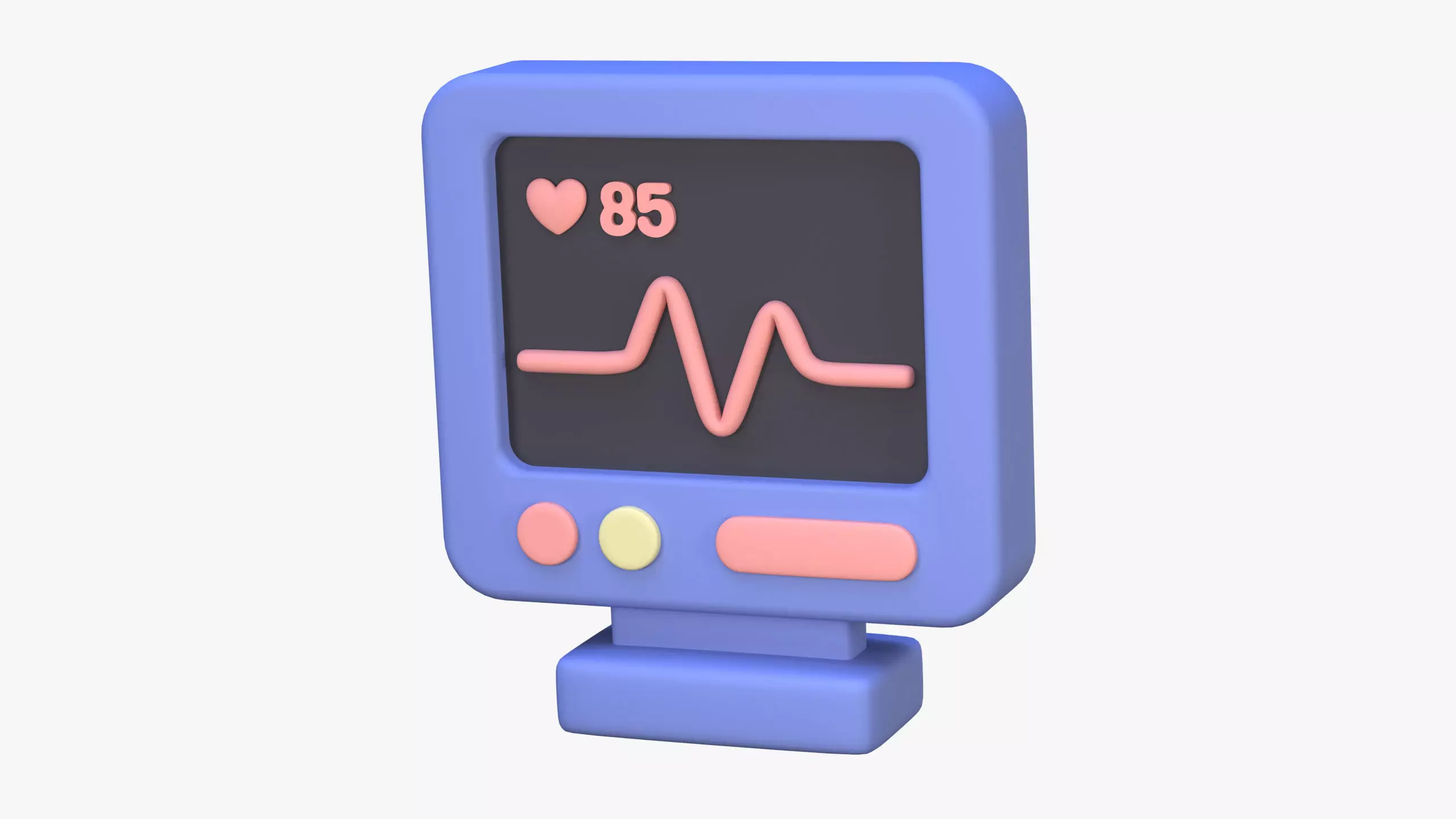 Digital ECG Machine 3D Icon 3D model_0