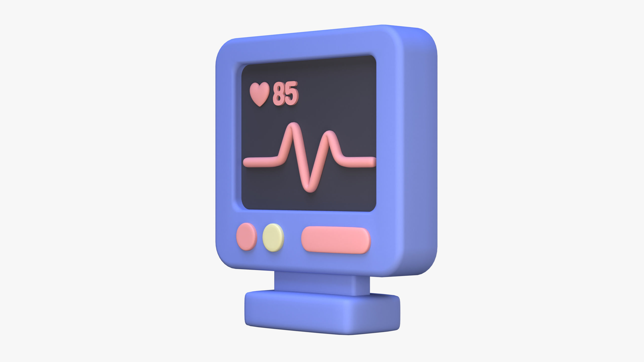 Digital ECG Machine 3D Icon 3D model_3