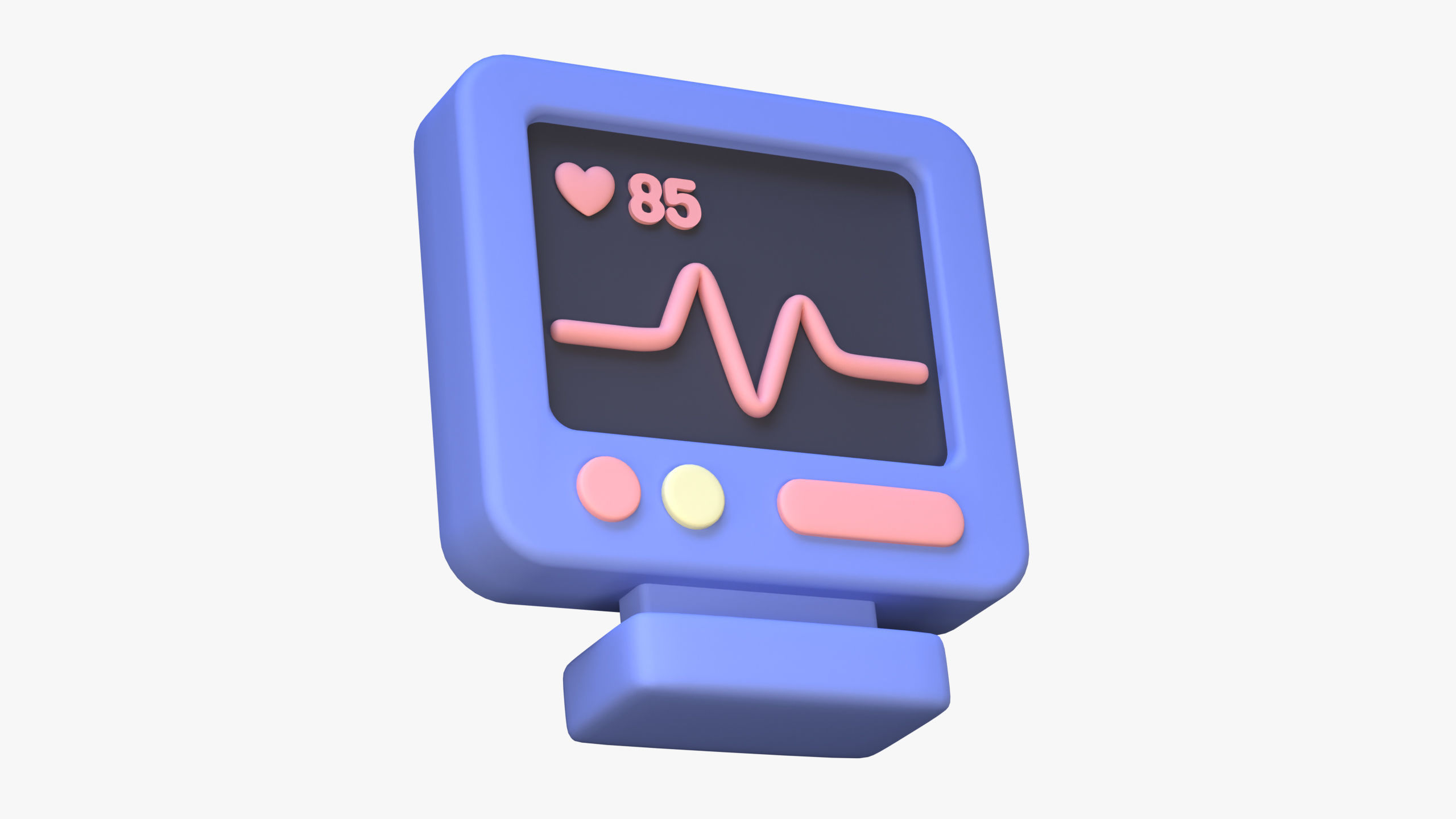 Digital ECG Machine 3D Icon 3D model_4
