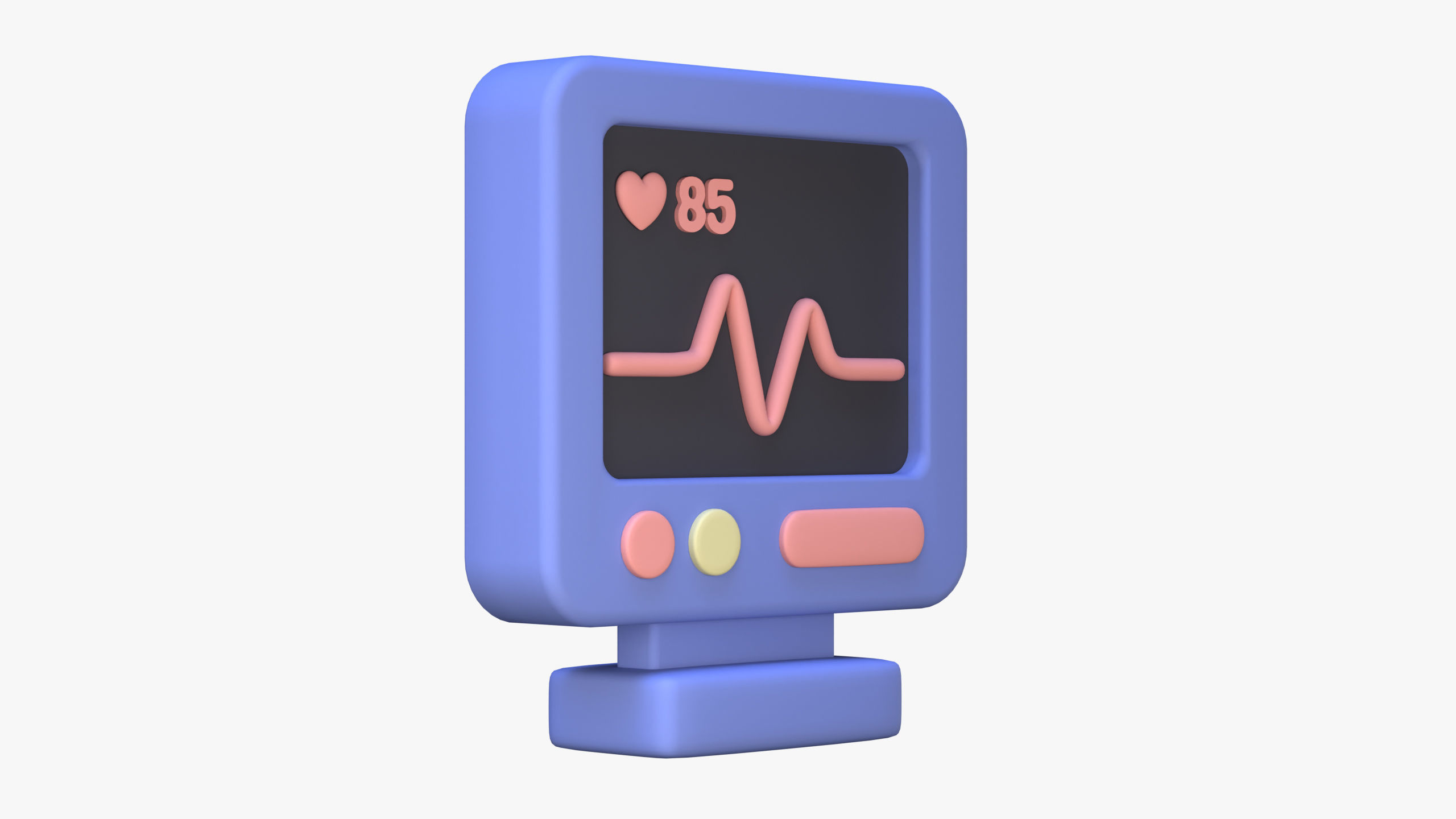 Digital ECG Machine 3D Icon 3D model_2