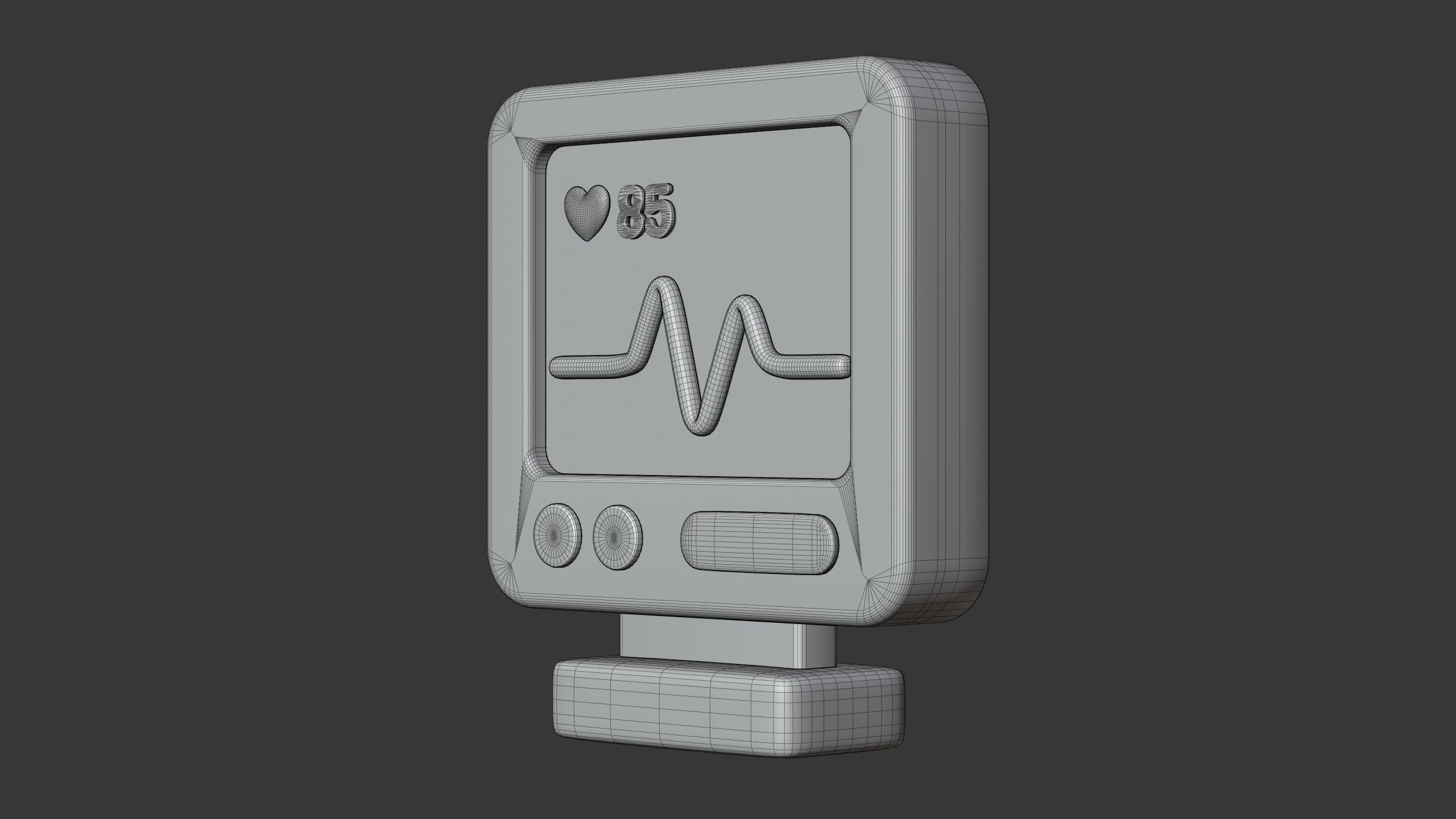 Digital ECG Machine 3D Icon 3D model_7