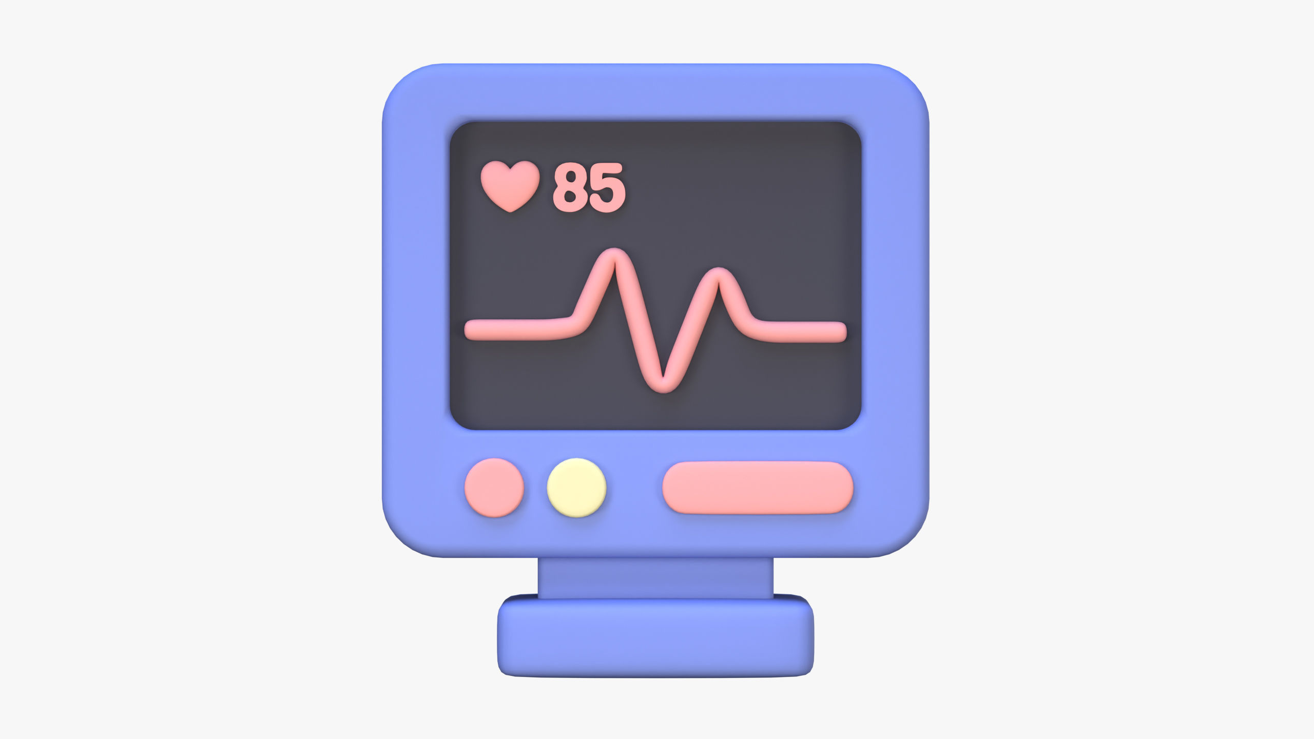 Digital ECG Machine 3D Icon 3D model_1