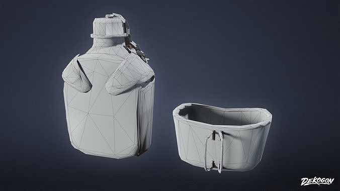 MILITARY - Canteen 02 - LOW POLY Low-poly 3D model 3